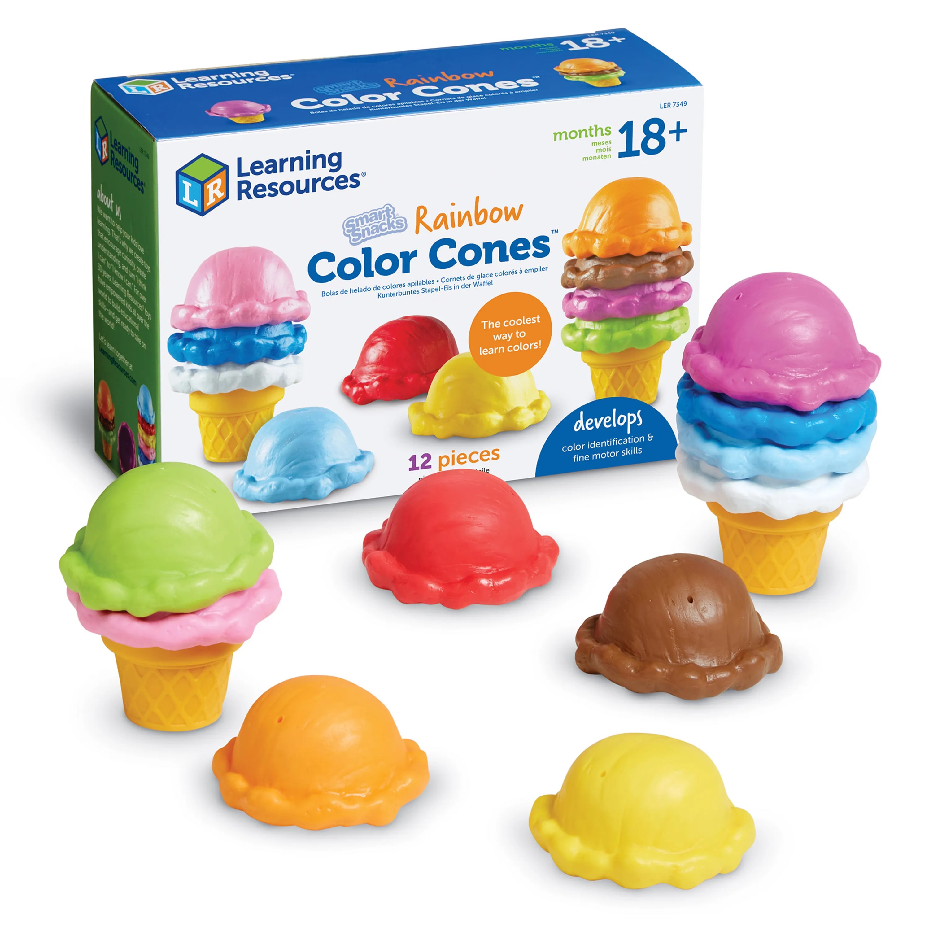 [อายุ 18เดือน+] ไอศกรีมสีรุ้ง นับเลขแสนสนุก (RAINBOW COLOR CONES) [Learning Resources]