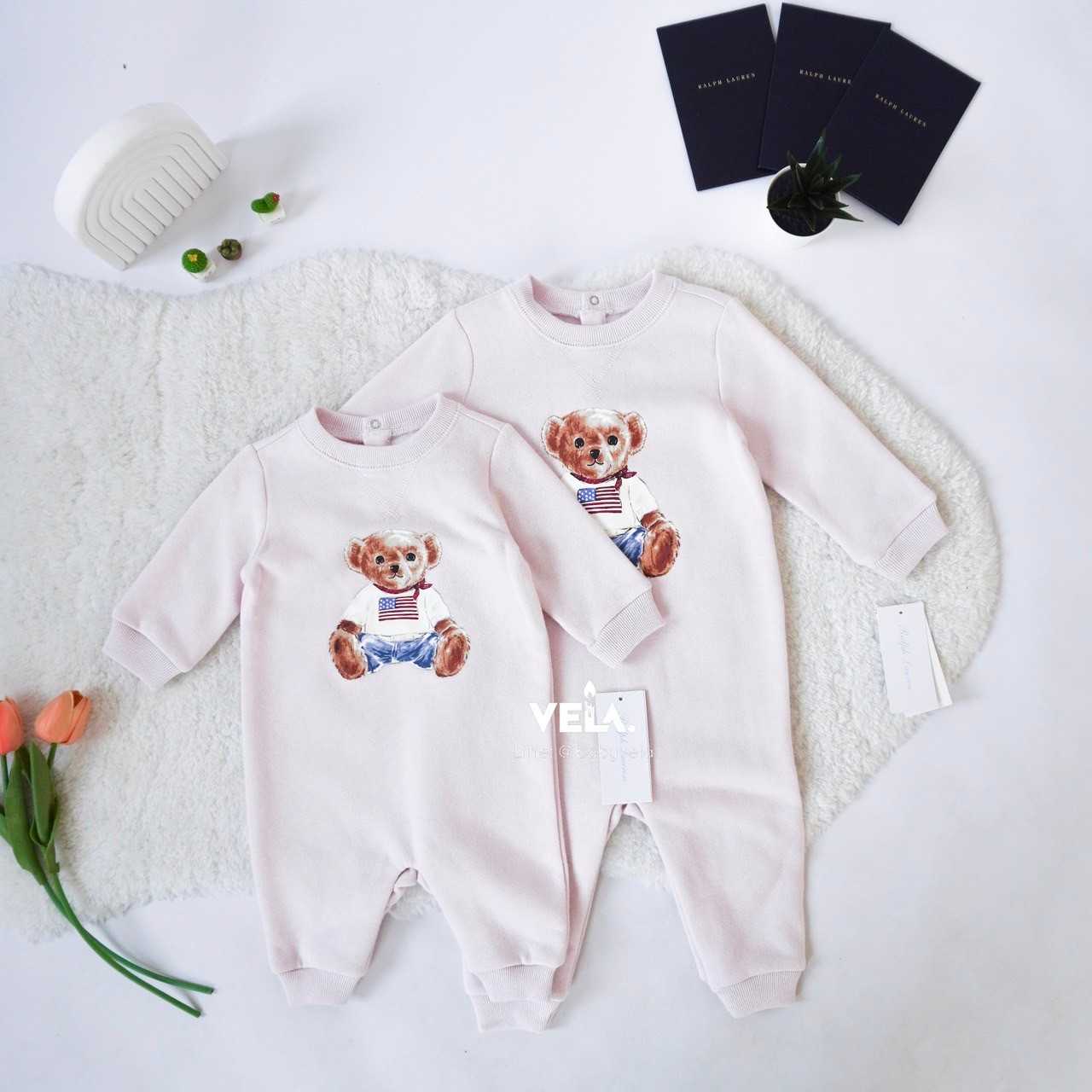 Polo Bear Fleece Coverall (Pink)