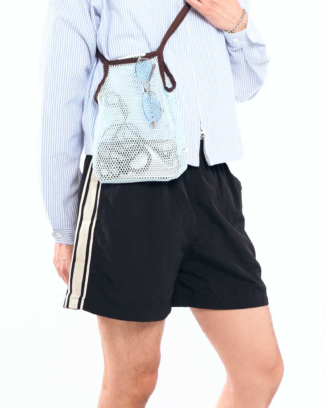 Nylon Track Shorts in Black