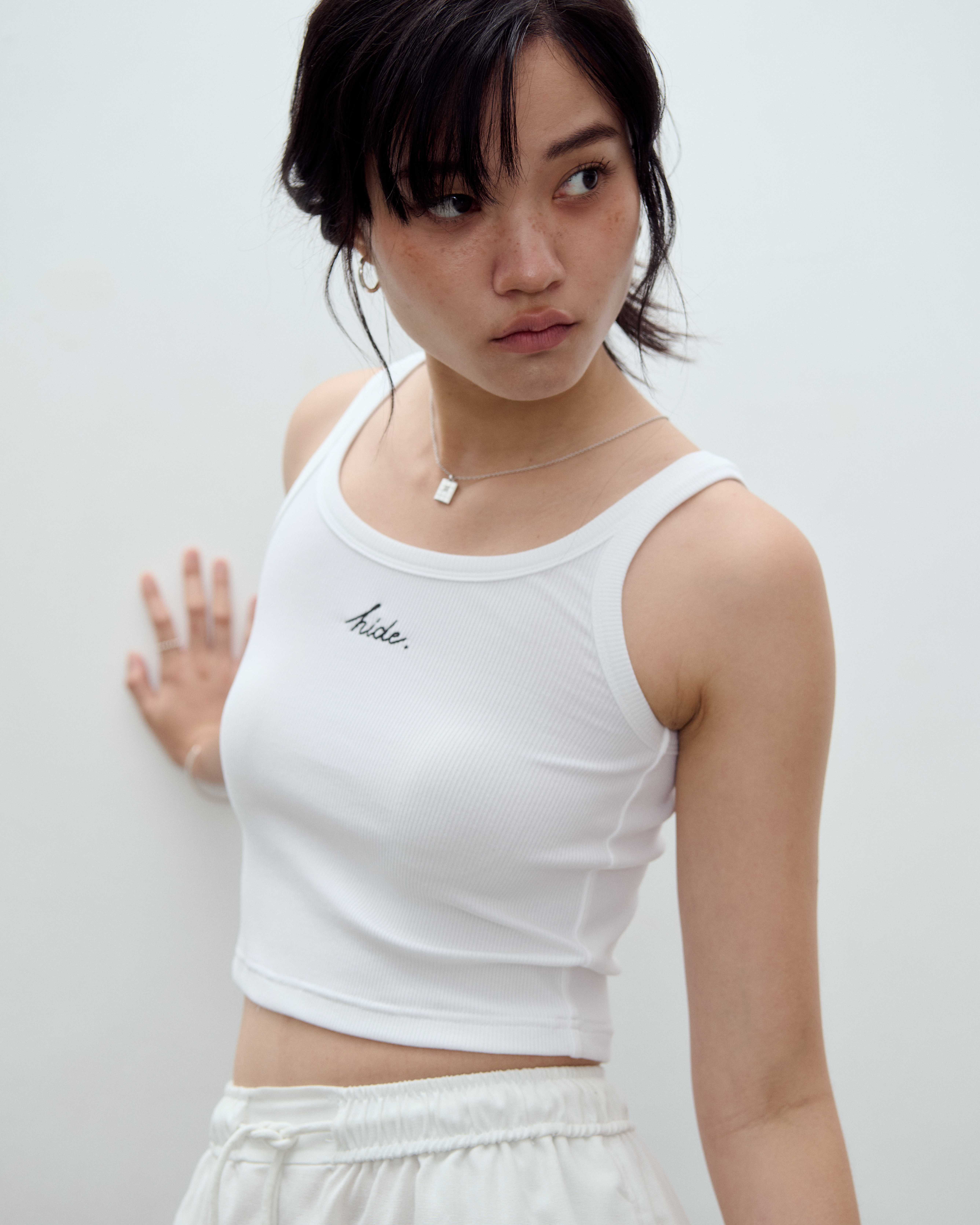 H.051 - Logo Crop Tank - WHITE