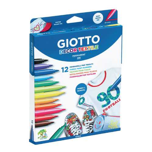 GIOTTO Decor Textile 12 Colors (ปากกาเมจิกเขียนผ้า 12 สี) 494900