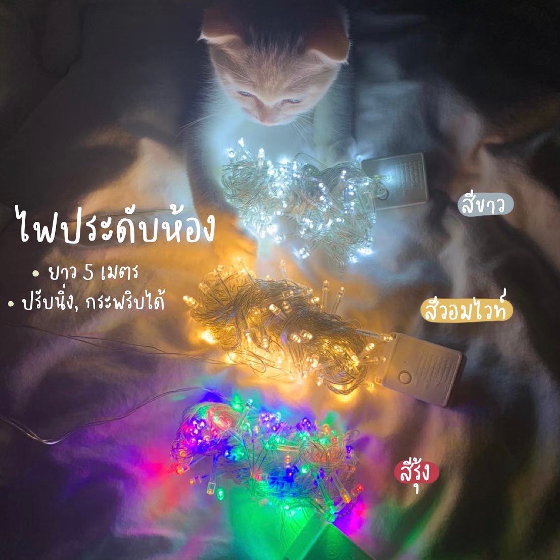 ไฟประดับ 5เมตร มี 3 สี✨