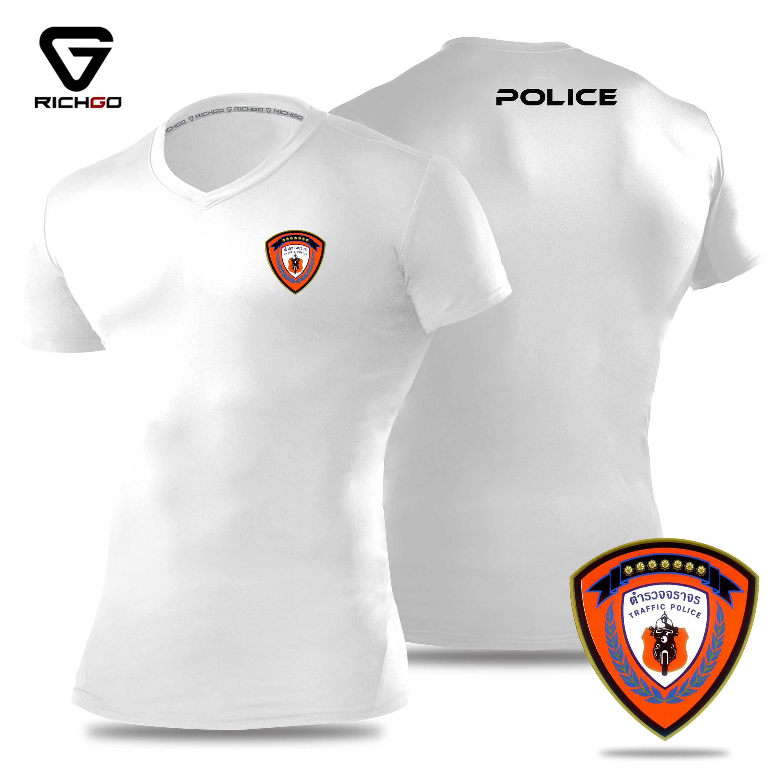 NVPL11-เสื้อยืดคอวีตำรวจจราจรกลาง