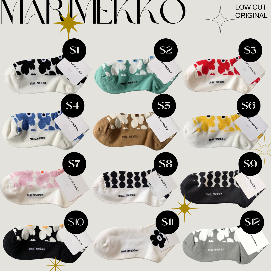 [S1-S12] ถุงเท้าข้อสั้น ลาย MARIMEKKO ขนาด 36-43 แจ้งรหัสในแชทค่ะ