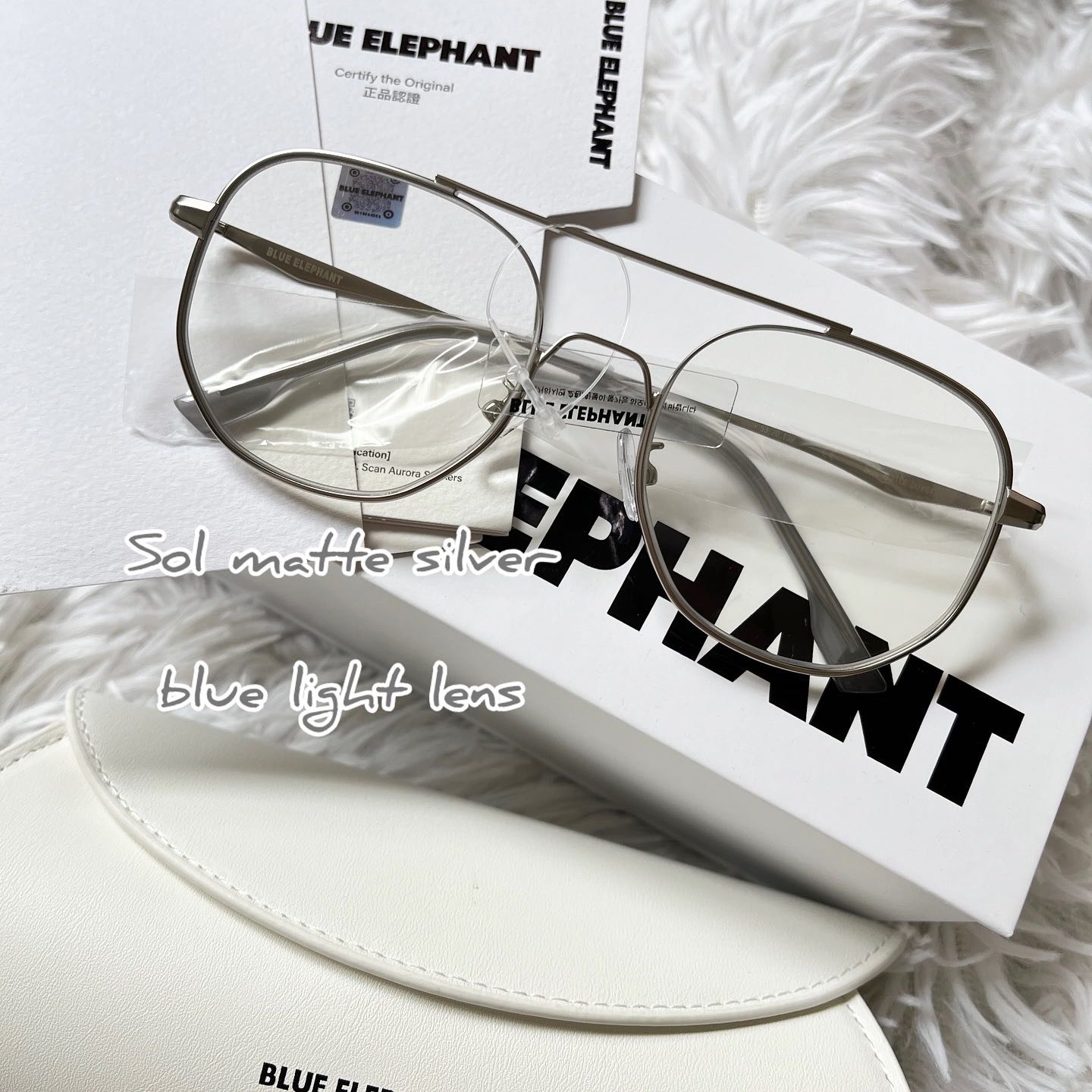 [พร้อมส่ง matte silver ]BLUE ELEPHANT SOL GLASSES แว่นตา มาพร้อม Blue light lens