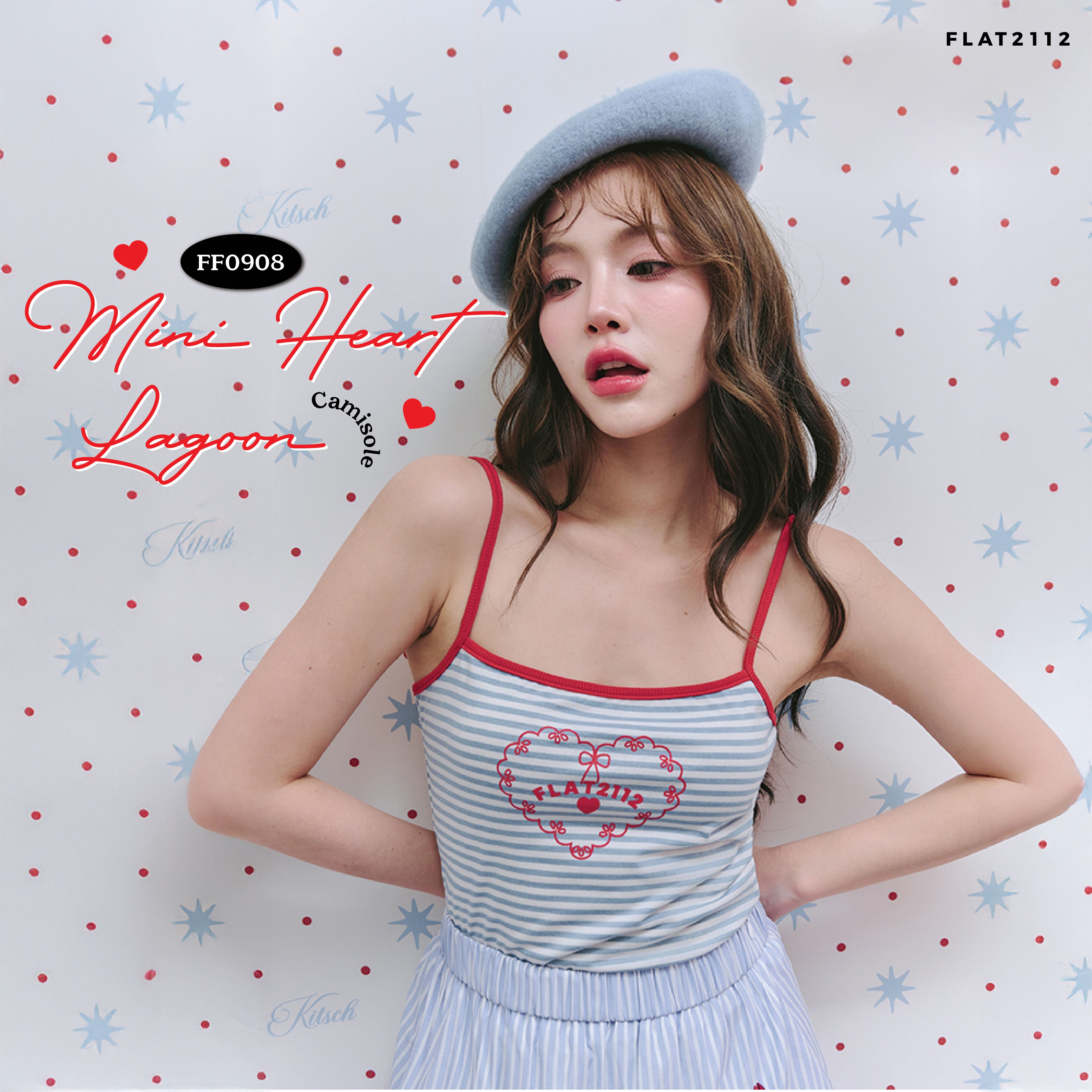 FLAT2112 FF0908 : MINI HEART LAGOON CAMISOLE เสื้อสายเดี่ยว เสื้อกล้าม แฟชั่นผู้หญิง เสื้อผู้หญิง