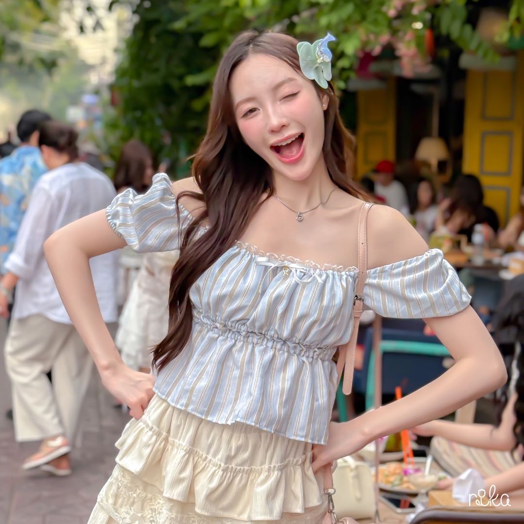 RIKA น้องข้าวต้มมัด เสื้อแขนตุ๊กตาจั้มเอวผ้าคอลตอนลายดอดไม้