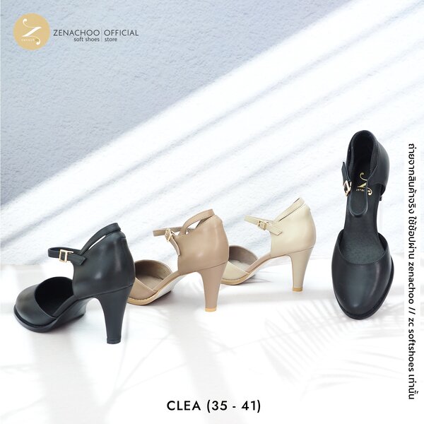 ทรงปกติ:เปลี่ยนไซส์ได้-ไม่รับคืน Zenachoo รุ่น Clea สูง 2.5 นิ้ว รองเท้าหนังแกะแท้ หนังนิ่ม พื้นนุ่ม