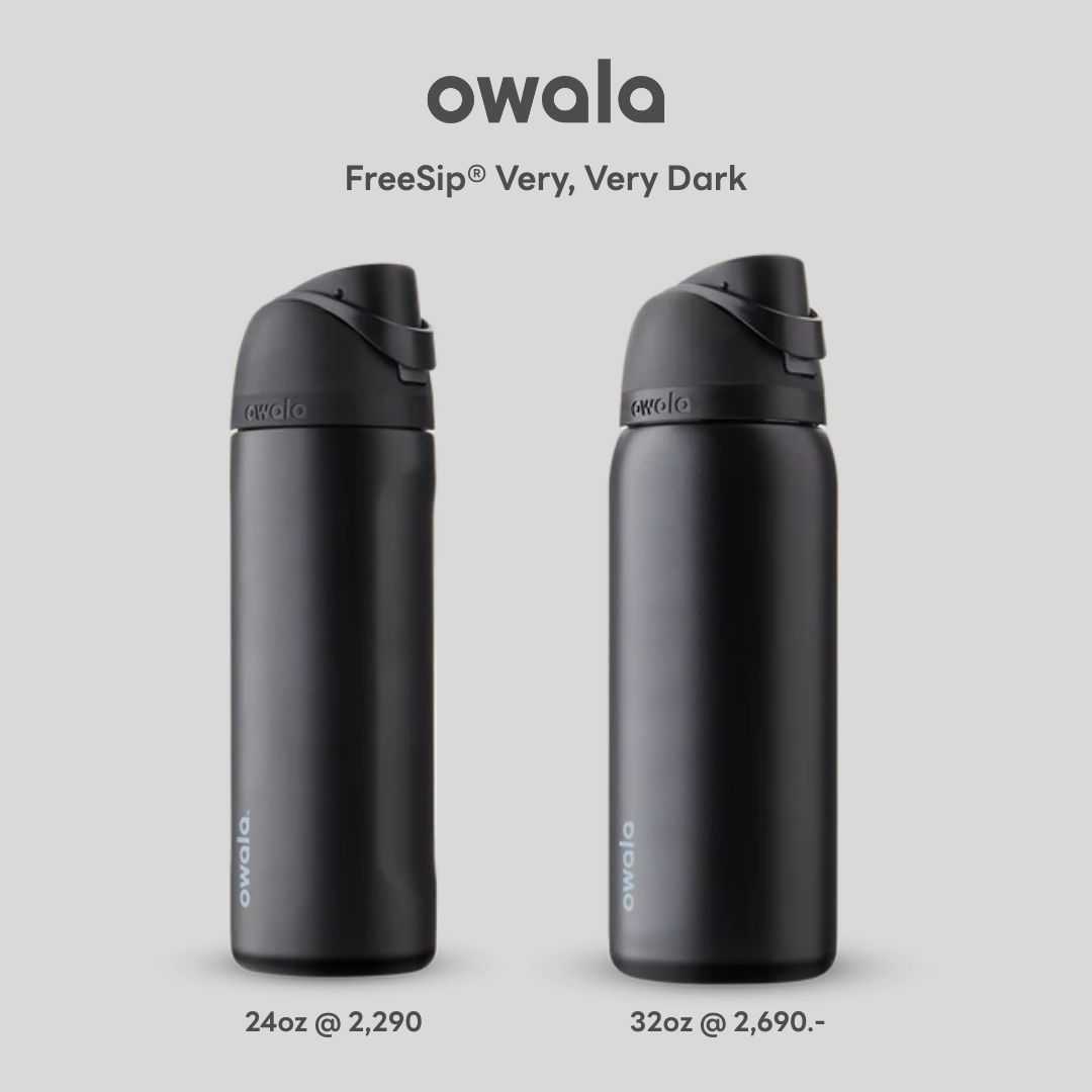 Owala FreeSip® Stainless Steel Water Bottle 24oz - Very Very Dark จากอเมริกา พร้อมส่ง