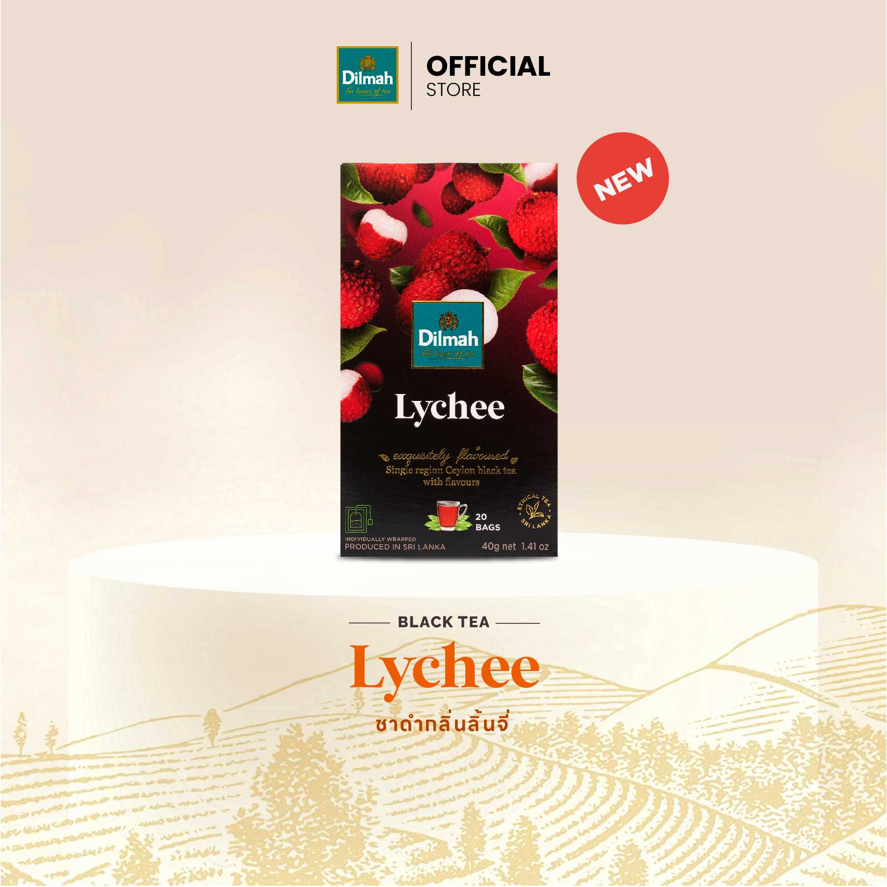 [รสชาติใหม่]ดิลมา ชาซอง ชาดำ กลิ่นลิ้นจี่ 20 ซอง(Dilmah Lychee Black Tea)
