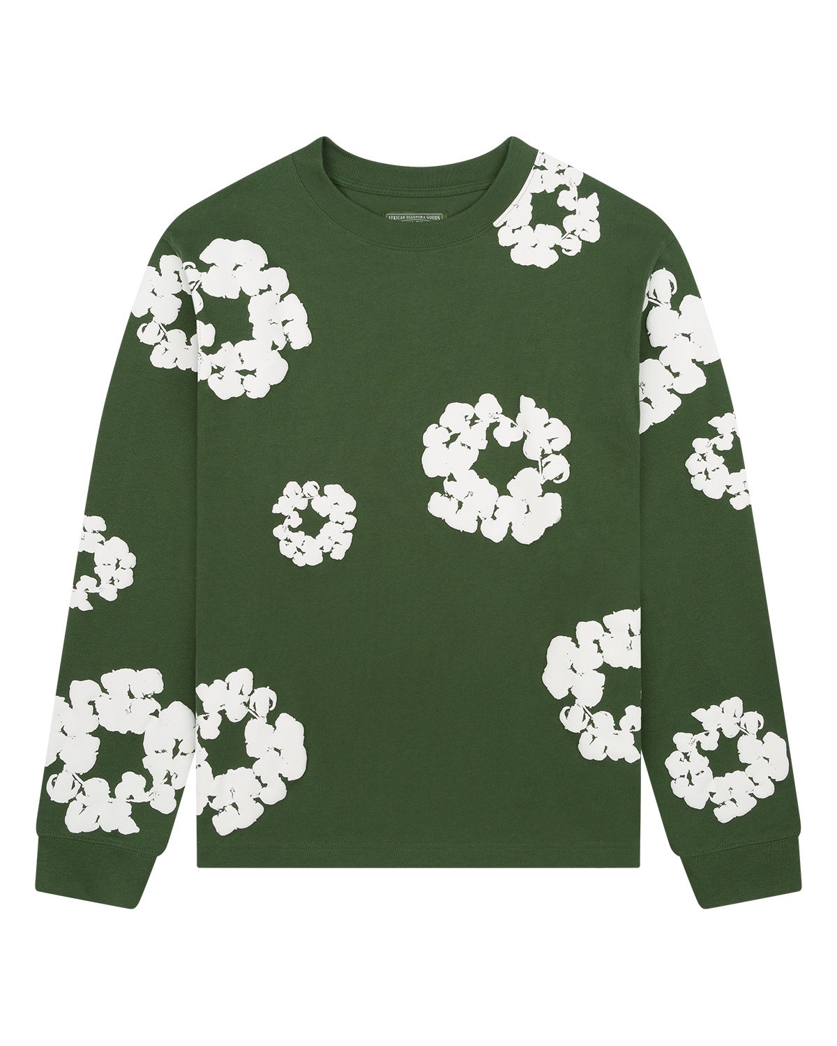 Denim Tear Long Sleeve Cotton Wreath Tee Green