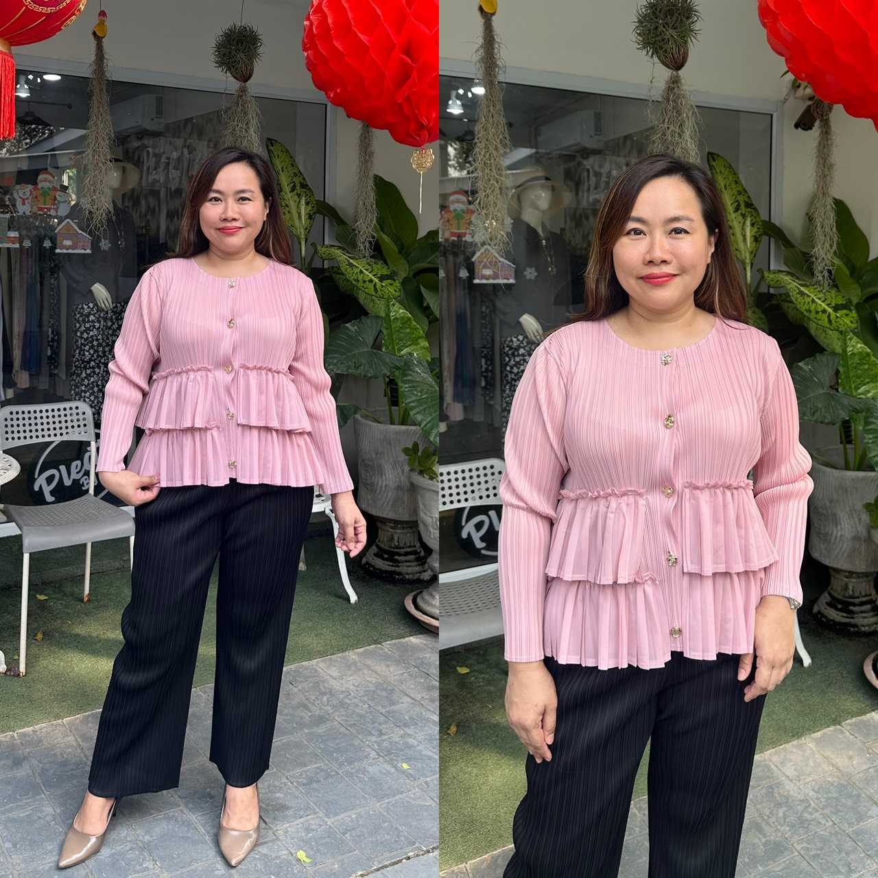 Pleatbynisa เสื้ออัดพลีท A682 เนื้อผ้าPolyester100%