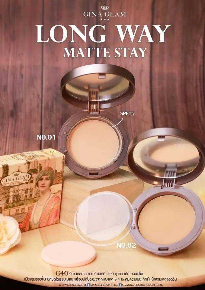 แป้ง GINA GLAM LONG WEAR MATTE STAY TWO WAY CAKE COMPACT G40