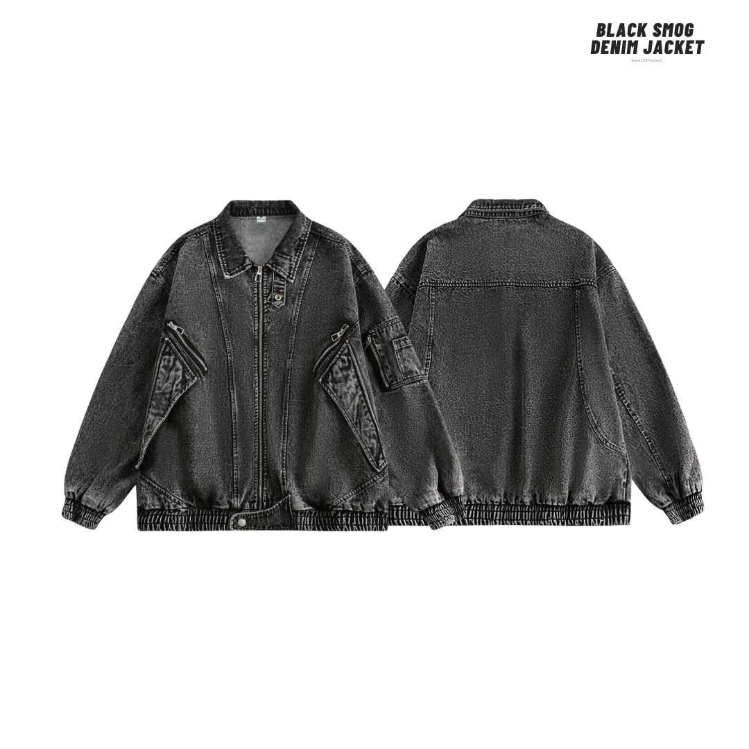 (พร้อมส่ง) Jeera168 | Black Smog Denim Jacket