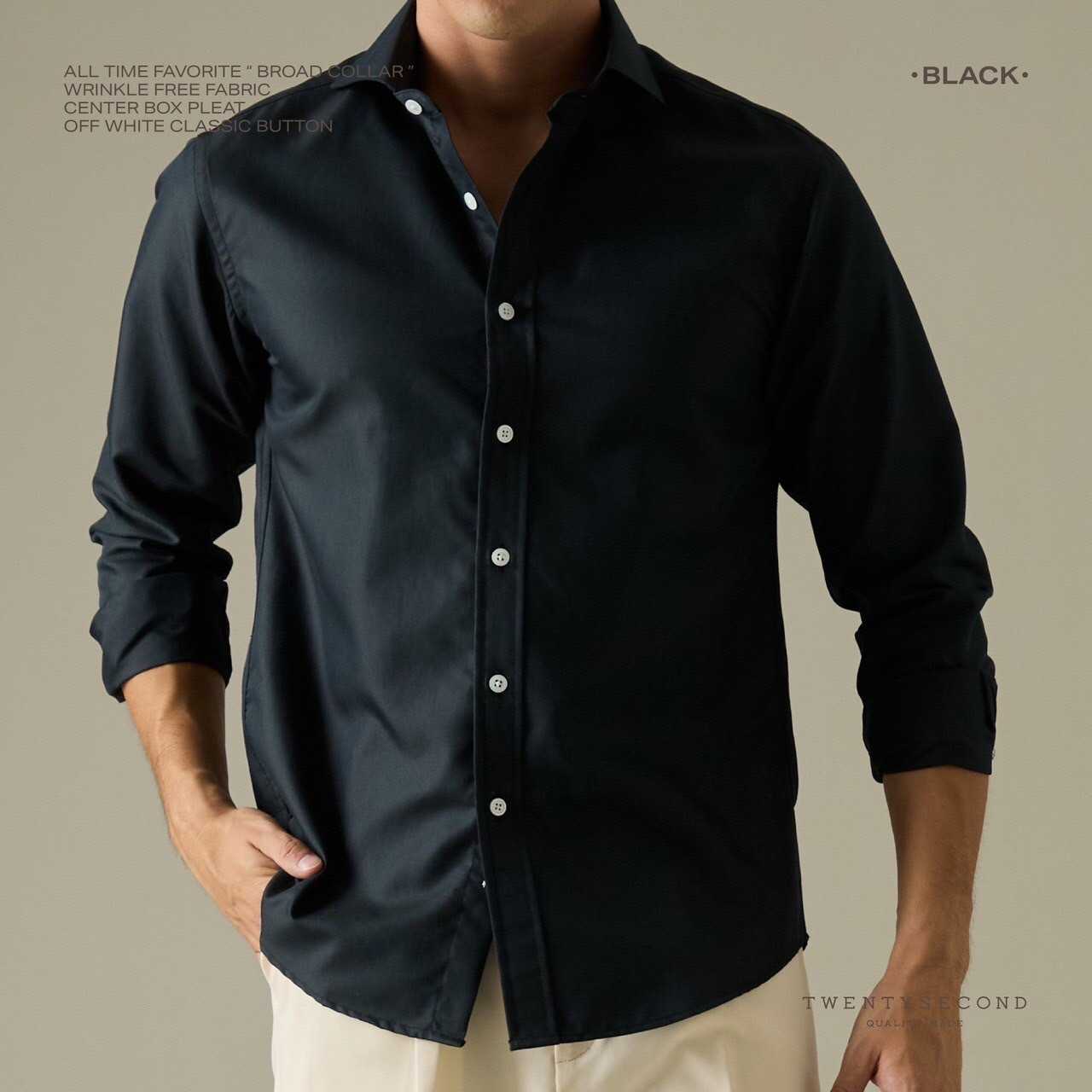 WRINKLE FREE DRESS SHIRT - BLACK