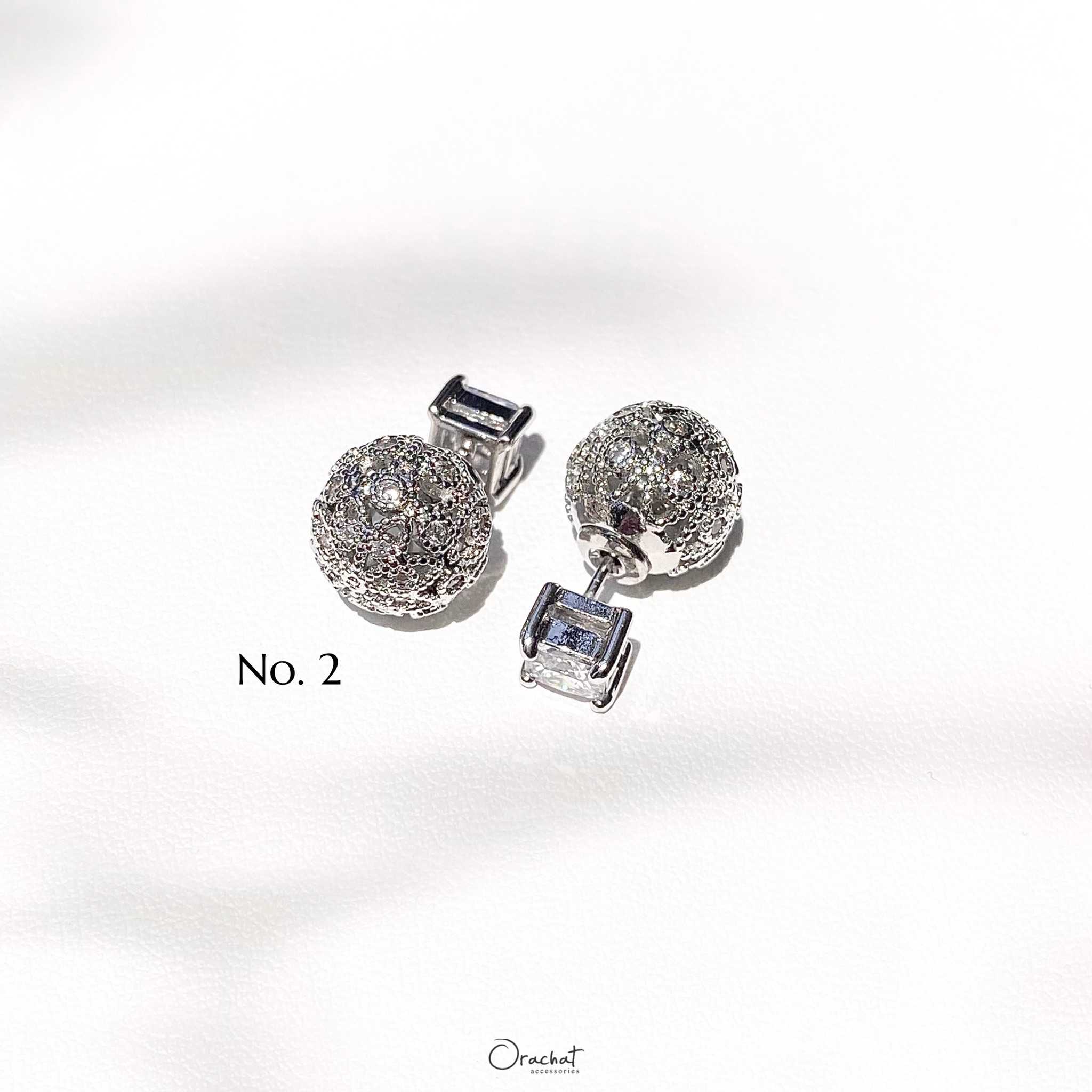 (ส่งฟรี) Callie diva java SL earrings. (ต่างหูแบบติดหูทรงดิออ งานชุบทองคำขาว)
