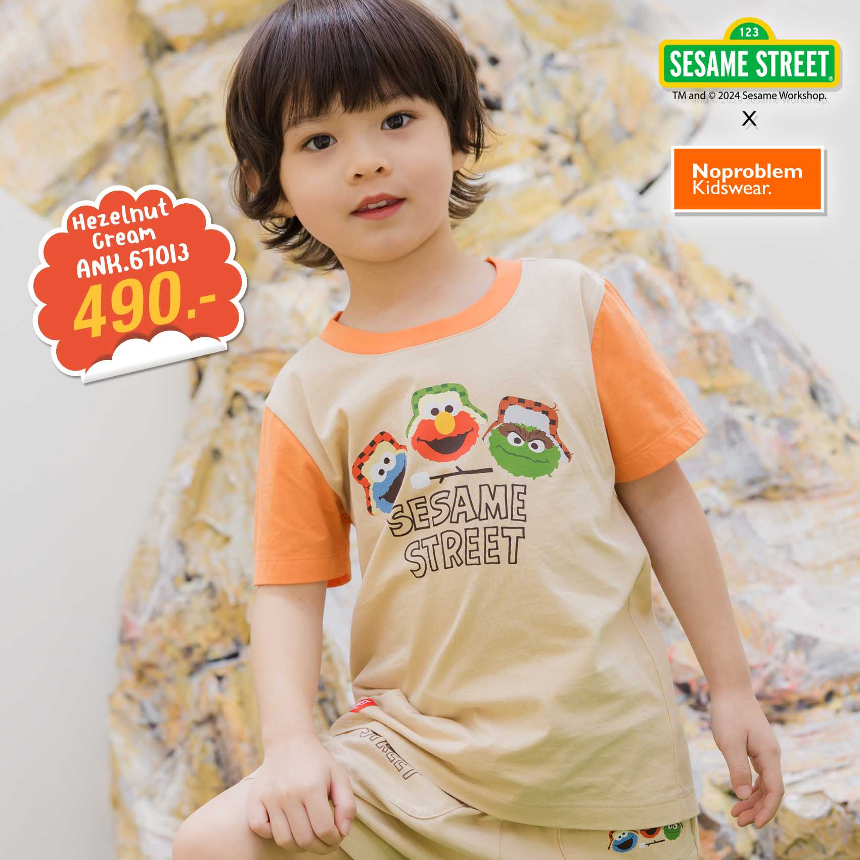 เสื้อยืดคอกลมเด็ก ใส่ได้ทั้งเด็กชายและเด็กหญิง ANK.67013 - SESAME STREET YIPPIE KIDS T- SHIRT