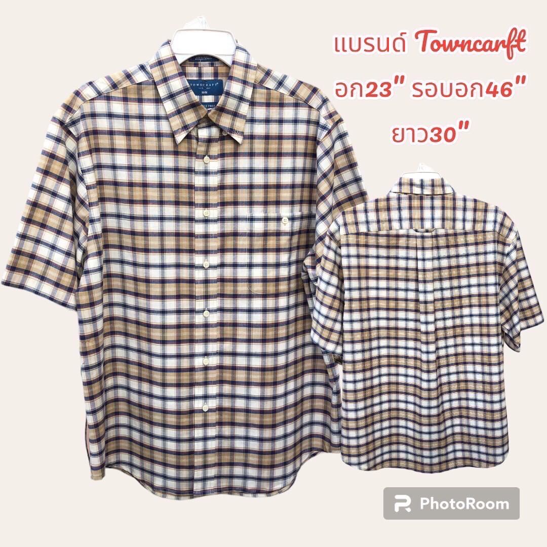 เสื้อเชิ้ตลายสก็อตแขนสั้นผู้ชาย งานแบรนด์นอกUSAมือ2 เนื้อผ้าcottonเกรดพรีเมี่ยม สินค้าพร้อมจัดส่ง