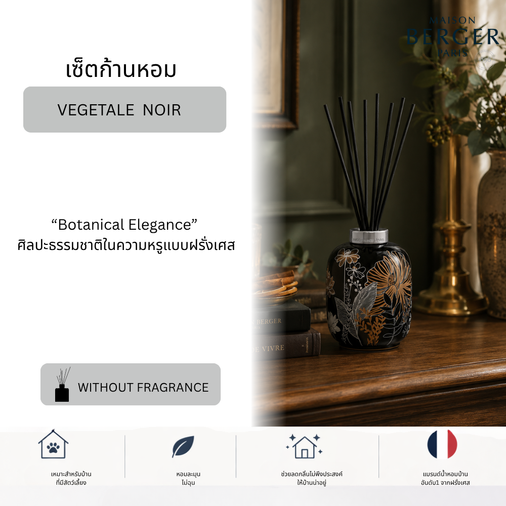 Maison Berger Paris, Vegetale Noir Collection Scented Bouquet,  ก้านกระจายความหอม น้ำหอมฝรั่งเศส