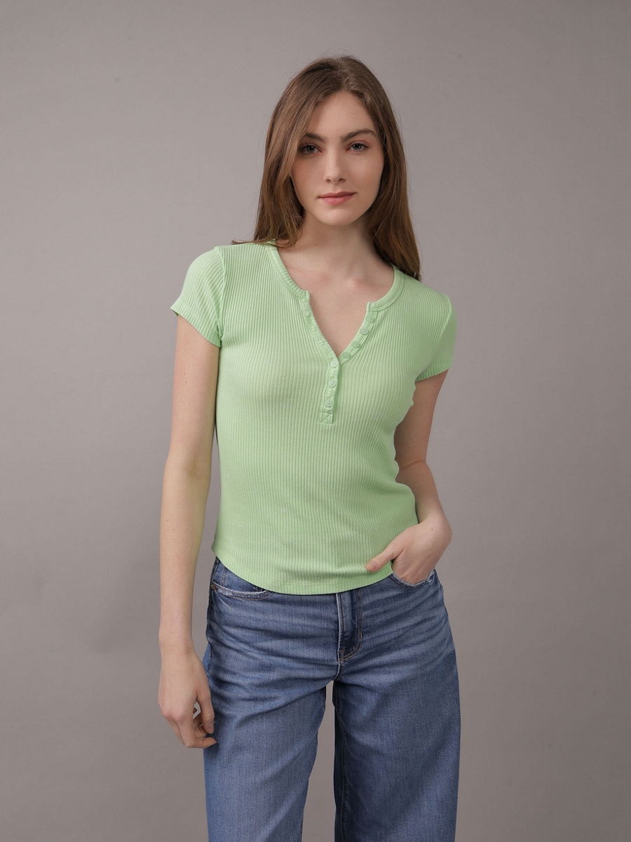 เสื้อ ผู้หญิง 9519 HENLEY TEE WASHES ( 037-9519-300 )