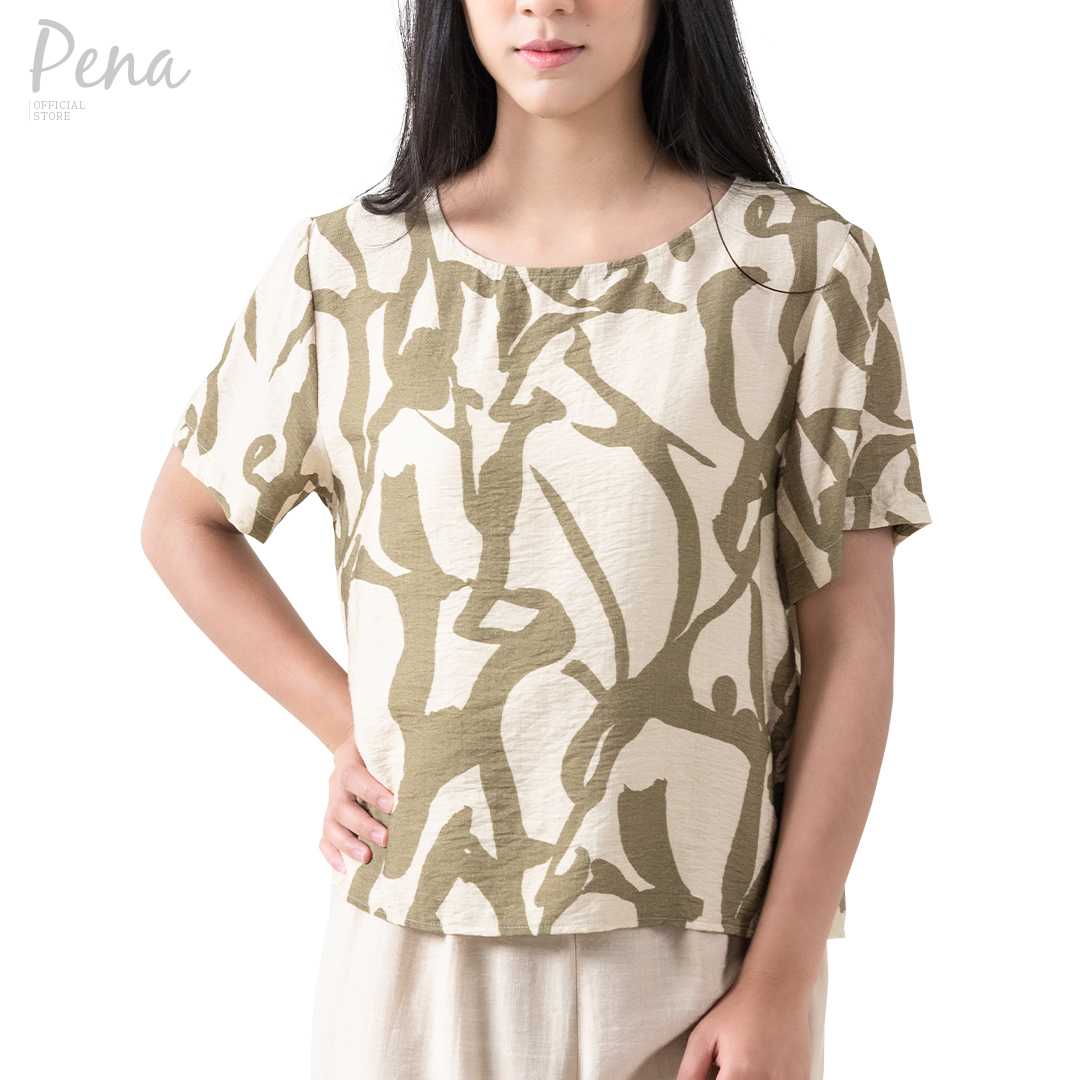 Pena house เสื้อเบลาซ์ ทรงครอป คอกลม แขนสั้น POSS062401