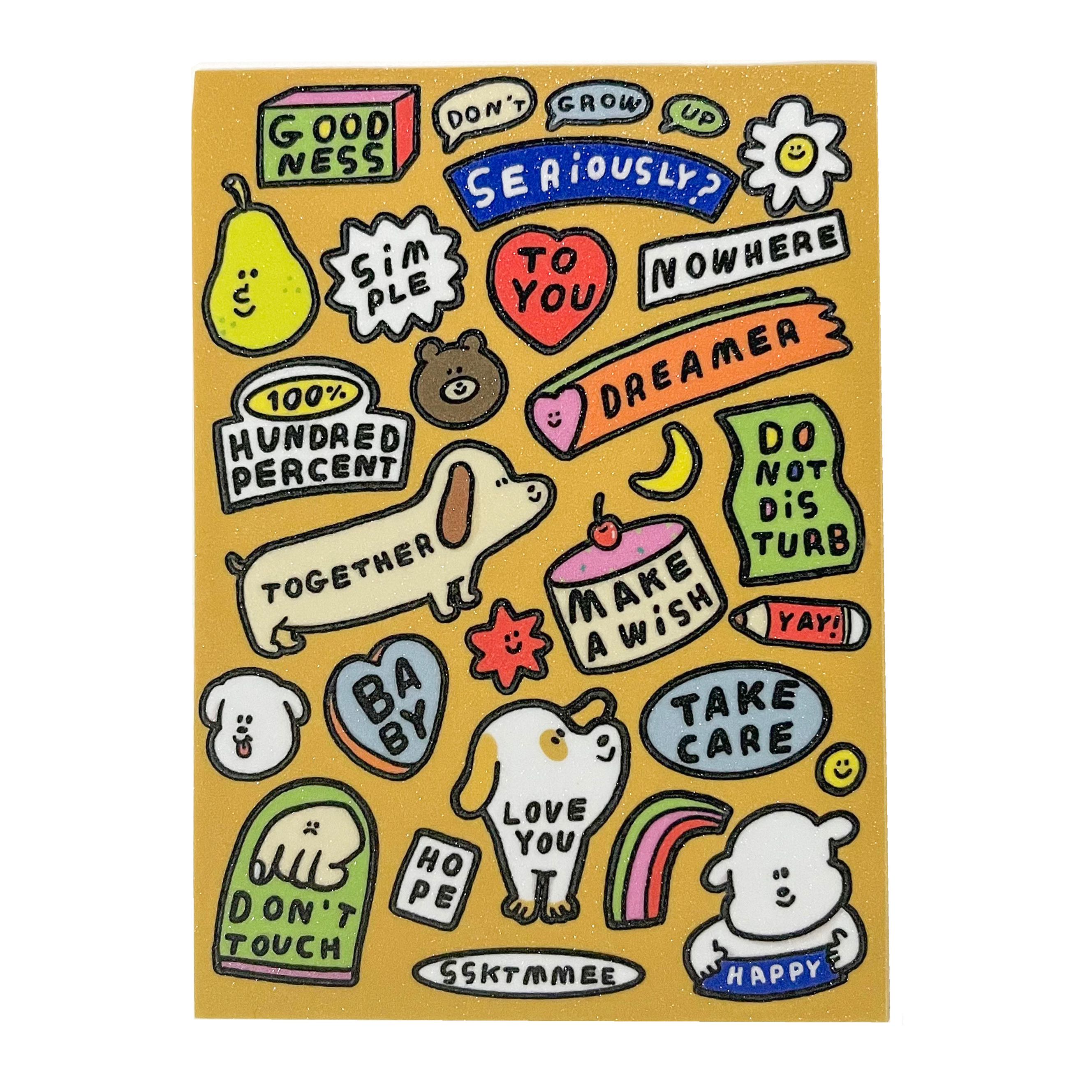 glitter sticker - words