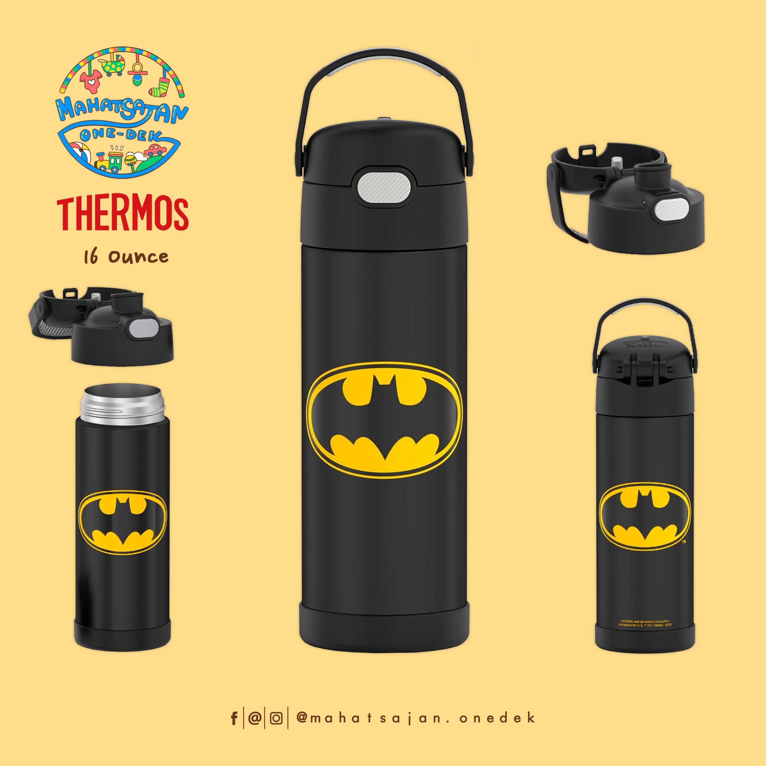 Batman The Funtainer 16 Oz Stainless Steel Water Bottle  กระติกน้ำเก็บอุณหภูมิ ยกดื่ม