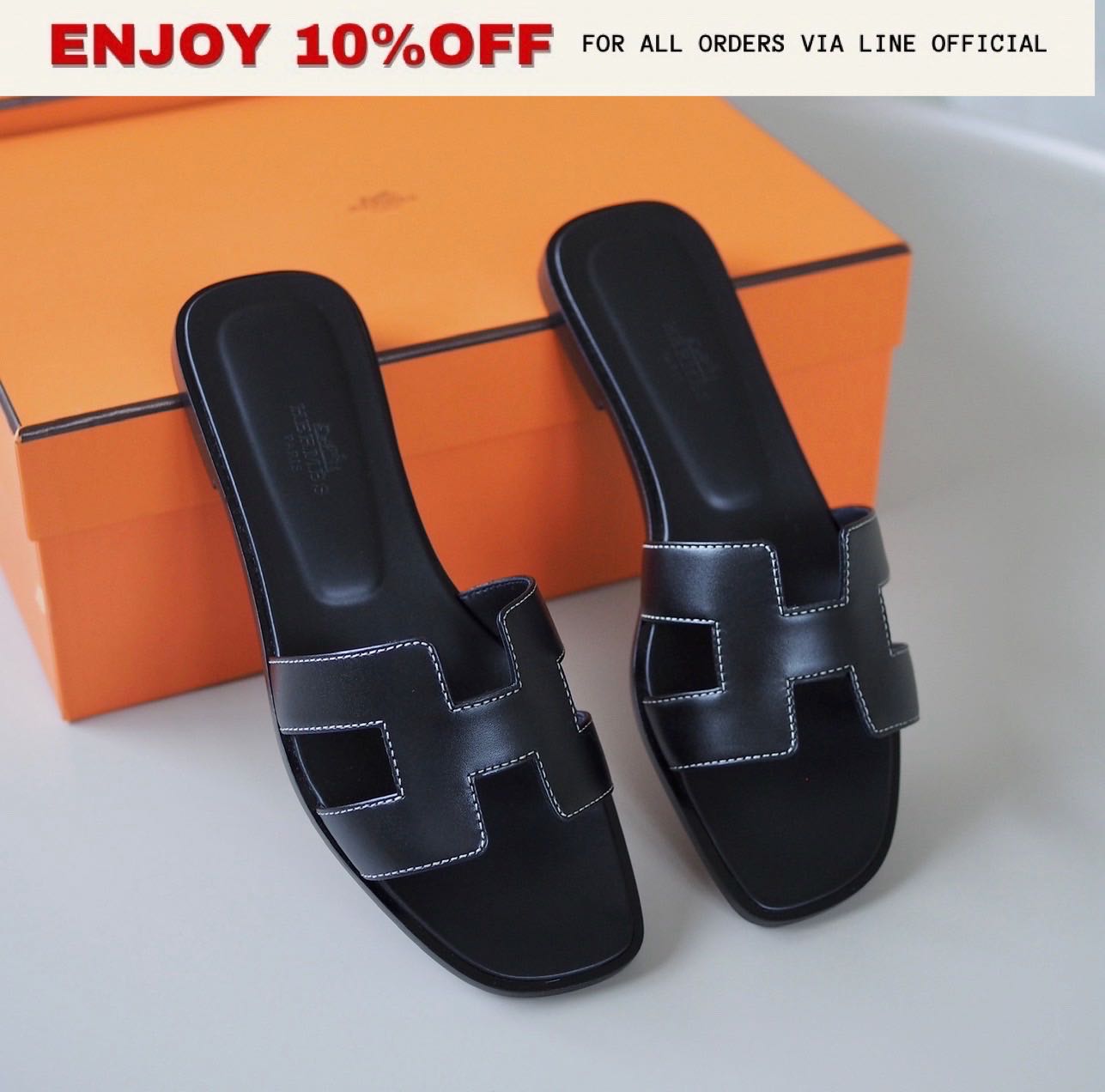NEW! HERMES Oran Sandals สี Noir | Shoes