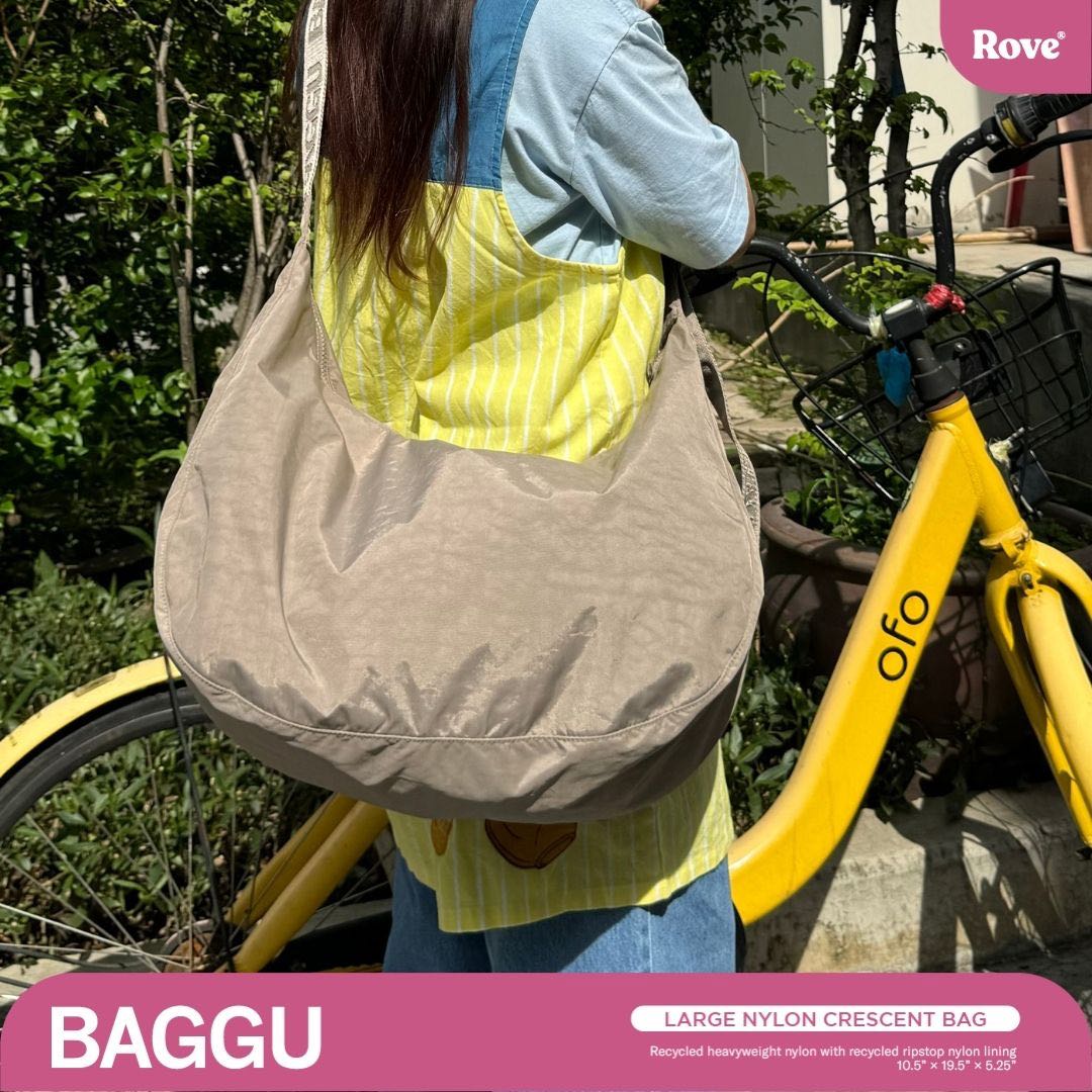 BAGGU Large Nylon Crescent Bag - Dove