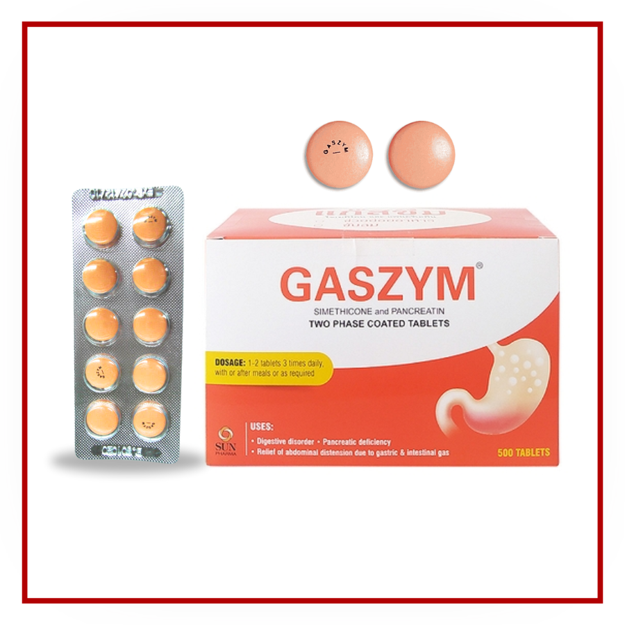 Gaszym 10 เม็ด/แผง บรรเทาอาการจุกเสียด แน่นท้อง