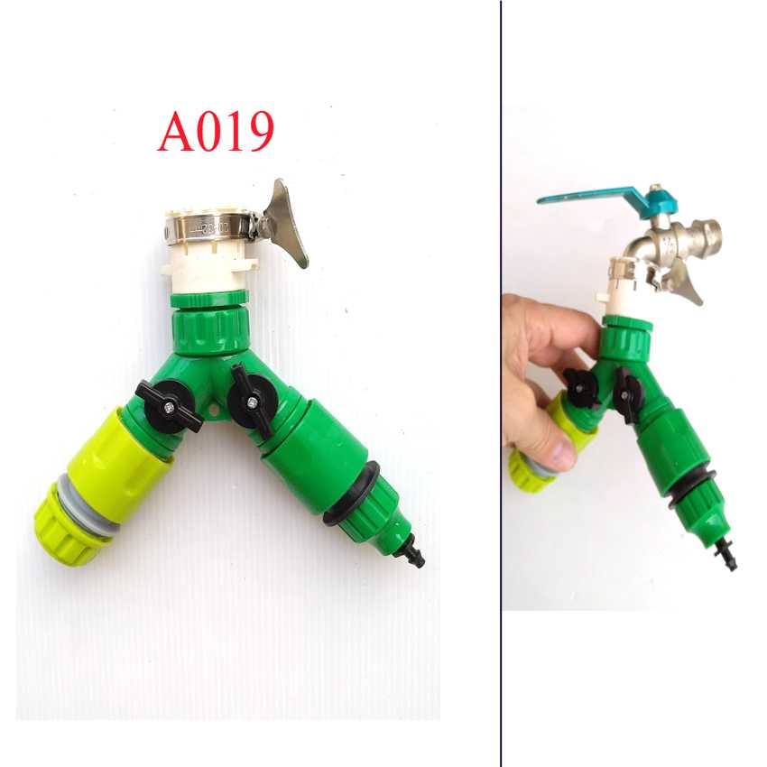 A019 ต่อปลายก็อกแบบไม่มีเกลียว แยก 2 ทาง สายยาง 4 หุนและสายไมโคร 4/7 , 5/7 ,สาย 3 หุน