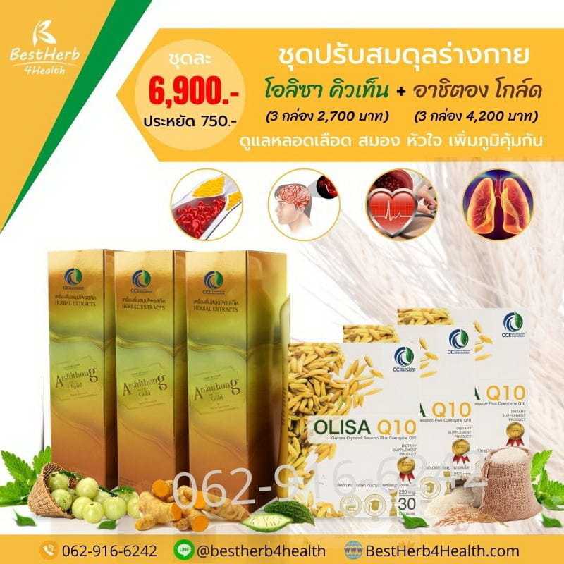 Olisa Q10 โอลิซา คิวเท็น Arshithong Gold อาชิตอง โกล์ด ชุดเสริมภูมิ ดูแลหลอดเลือดสะอาด