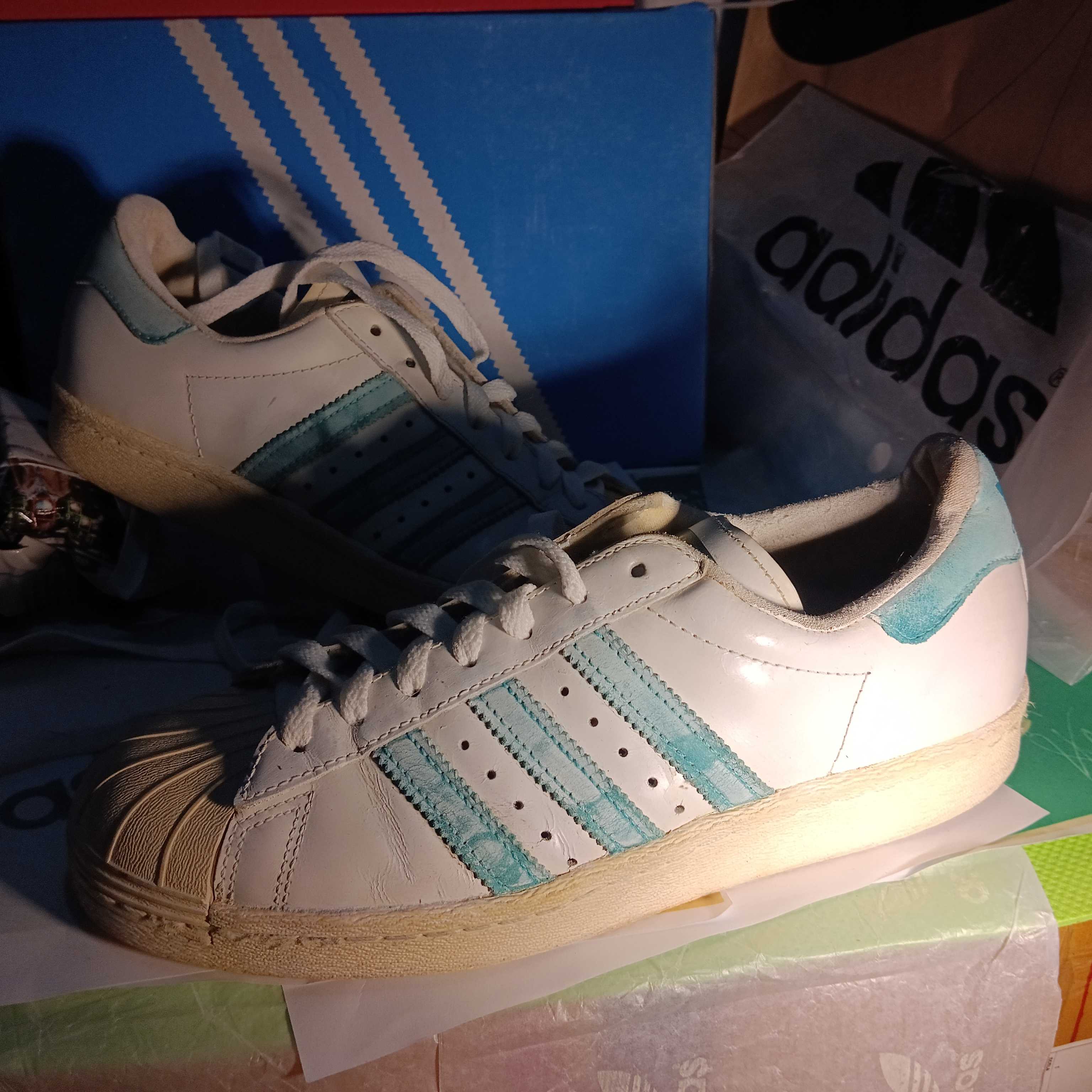 rare 🔥Adidas Superstar 82 Crystal White Clear Blue/40