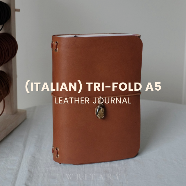 [Italian] Tri-Fold Leather Journal A5: ปกสมุดหนังอิตาลีแบบสามทบ