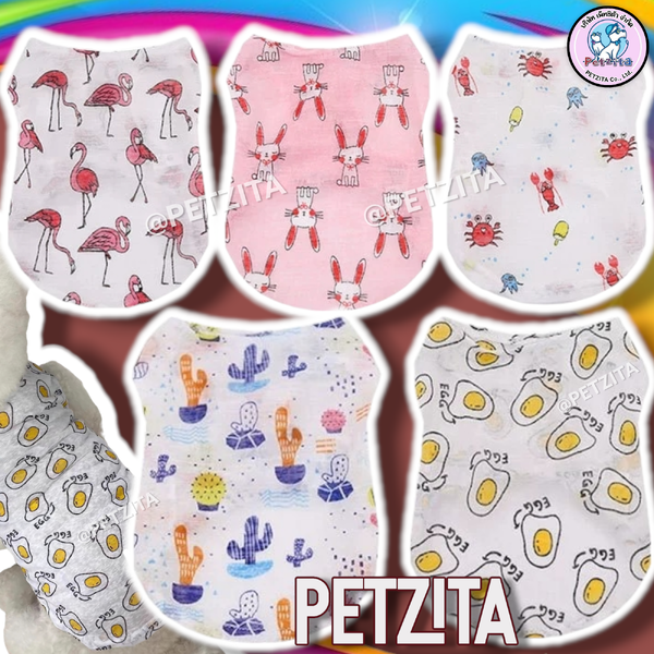 🇹🇭พร้อมส่ง🇹🇭 🐶🐱 เสื้อแขนกุดลายน่ารัก ผ้าใส่สบาย for pet เสื้อสุนัข ชุดหมา ชุดแมว