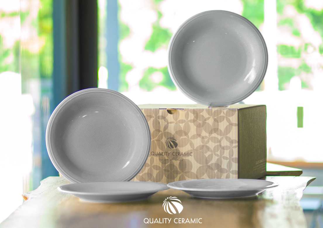 ชุดจาน 21 ซม. 4 ชิ้น Color Loop - Bright Marble