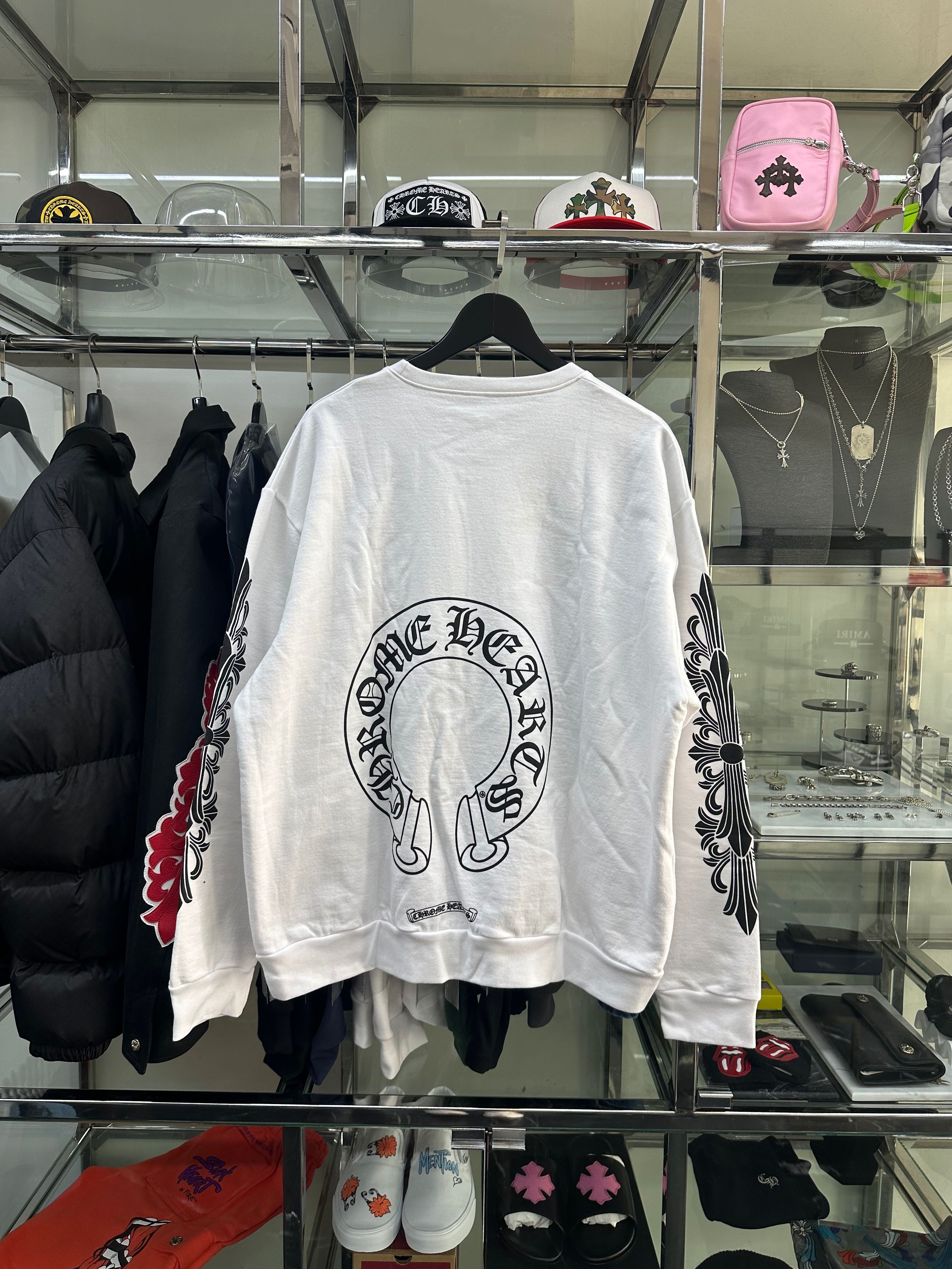 Chrome Hearts Floral Horseshoe White Sweater