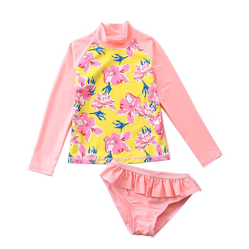 Swimsuits Coral Pink Flower 2 pieces 