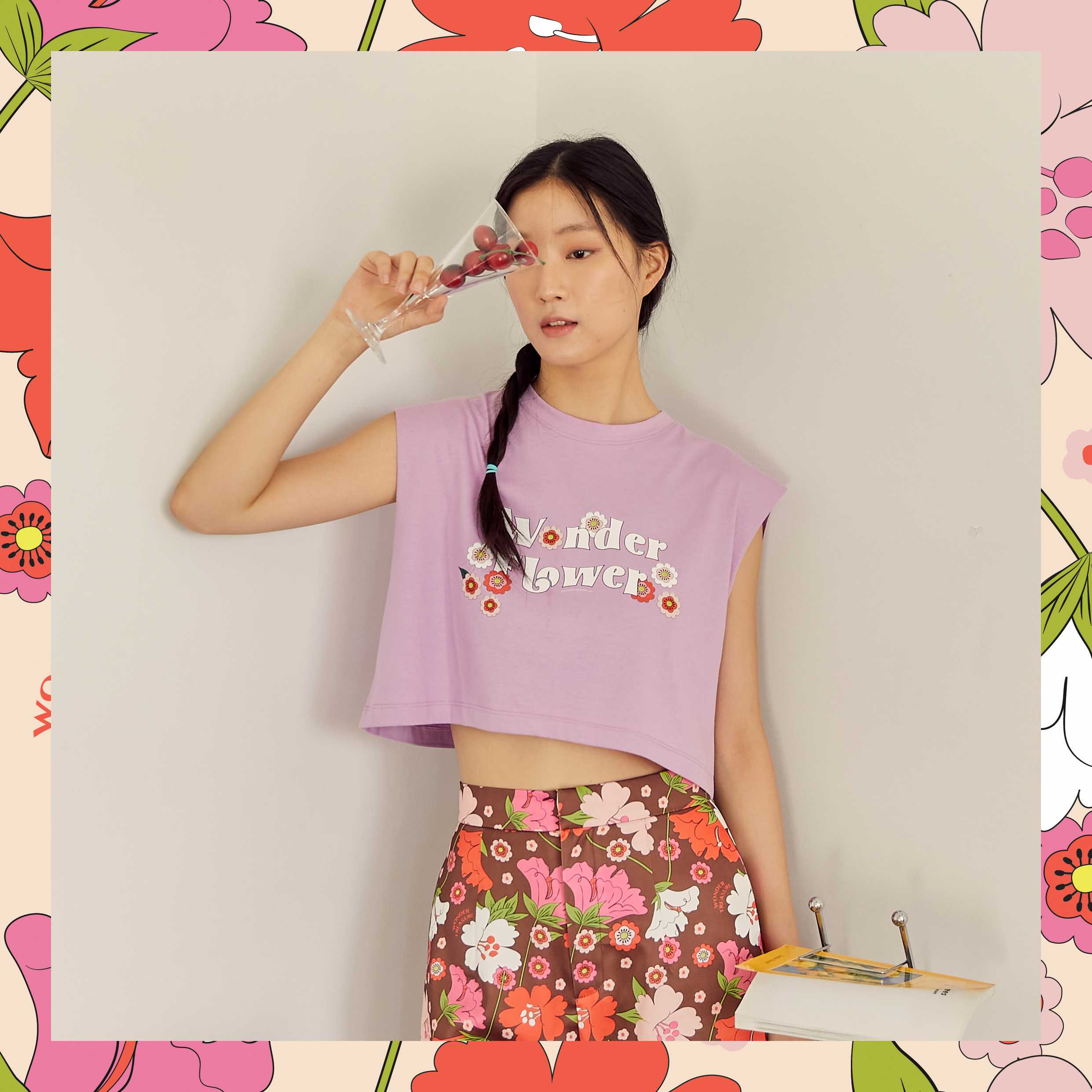 Wonder Treasure - Lavender Wonder Flower Crop Tank Top