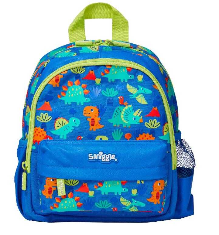 Smiggle กระเป๋านักเรียน ลายไดโนน้ำเงิน กระเป๋า ขนาด 10 นิ้ว ของแท้ พร้อมส่งในไทย💕✔