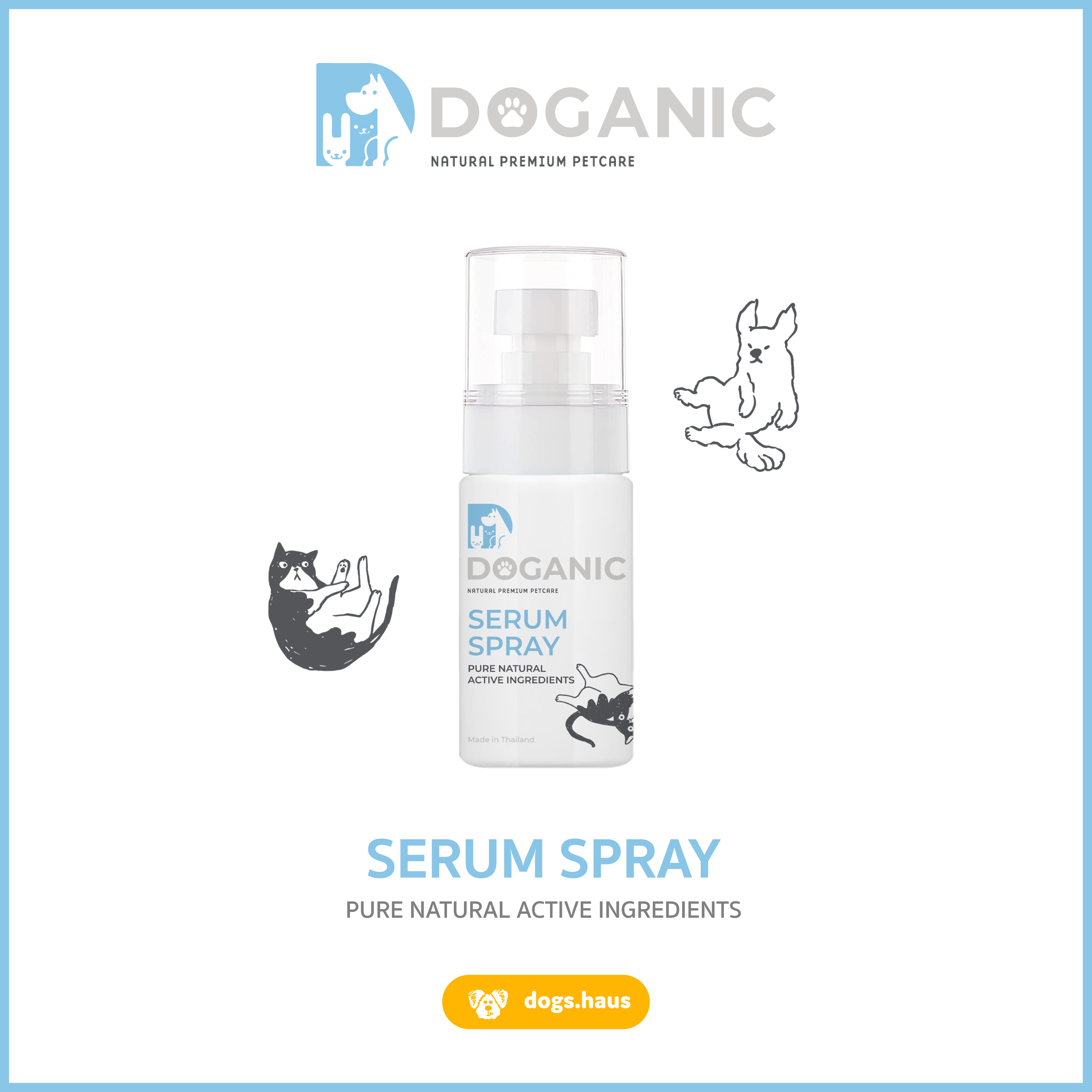 DOGANIC Serum Spray สเปรย์สมุนไพรธรรมชาติ ลดผื่นแดงคัน ลดผิวอักเสบ dogshaus.bkk