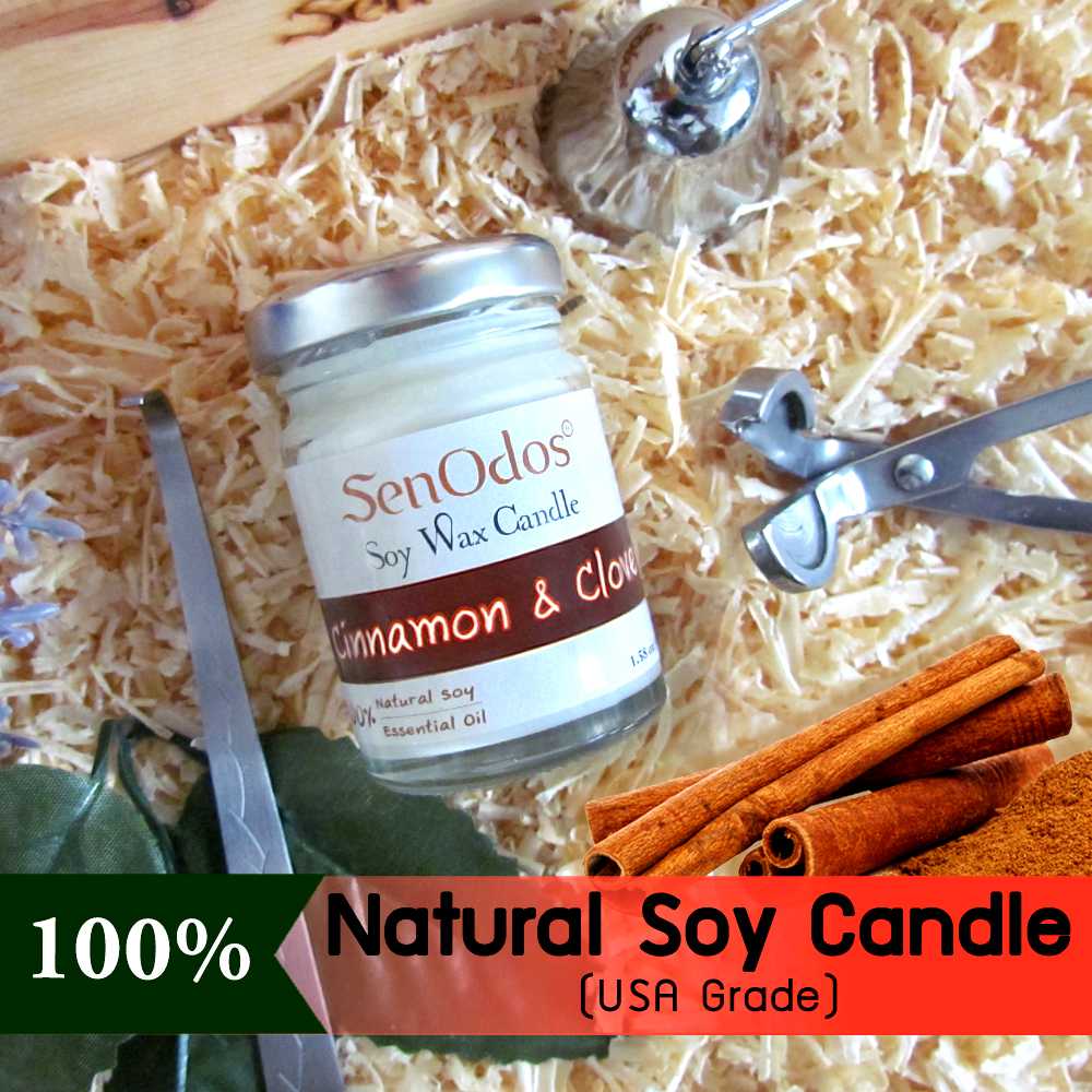 เทียนหอม อโรม่า เทียนหอมสปา Cinnamon + Clove Scented Soy Candle Aroma 45 g - กลิ่นชินนามอน+ โคลฟว