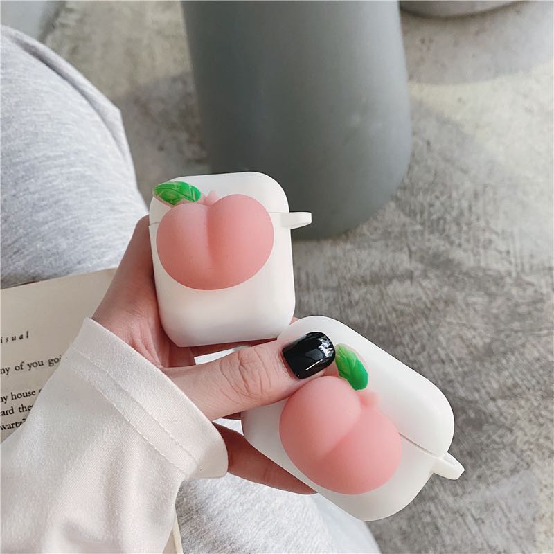 ♥ เคส Airpods : Little cute peach ยางลายลูกพีช ( พร้อมส่ง รุ่น 1,2,PRO )