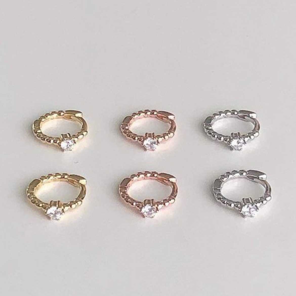 Winterwinter Jewelry Silver925 : ต่างหูห่วงเงินแท้ ประดับเพชร cz ( 10 mm )
