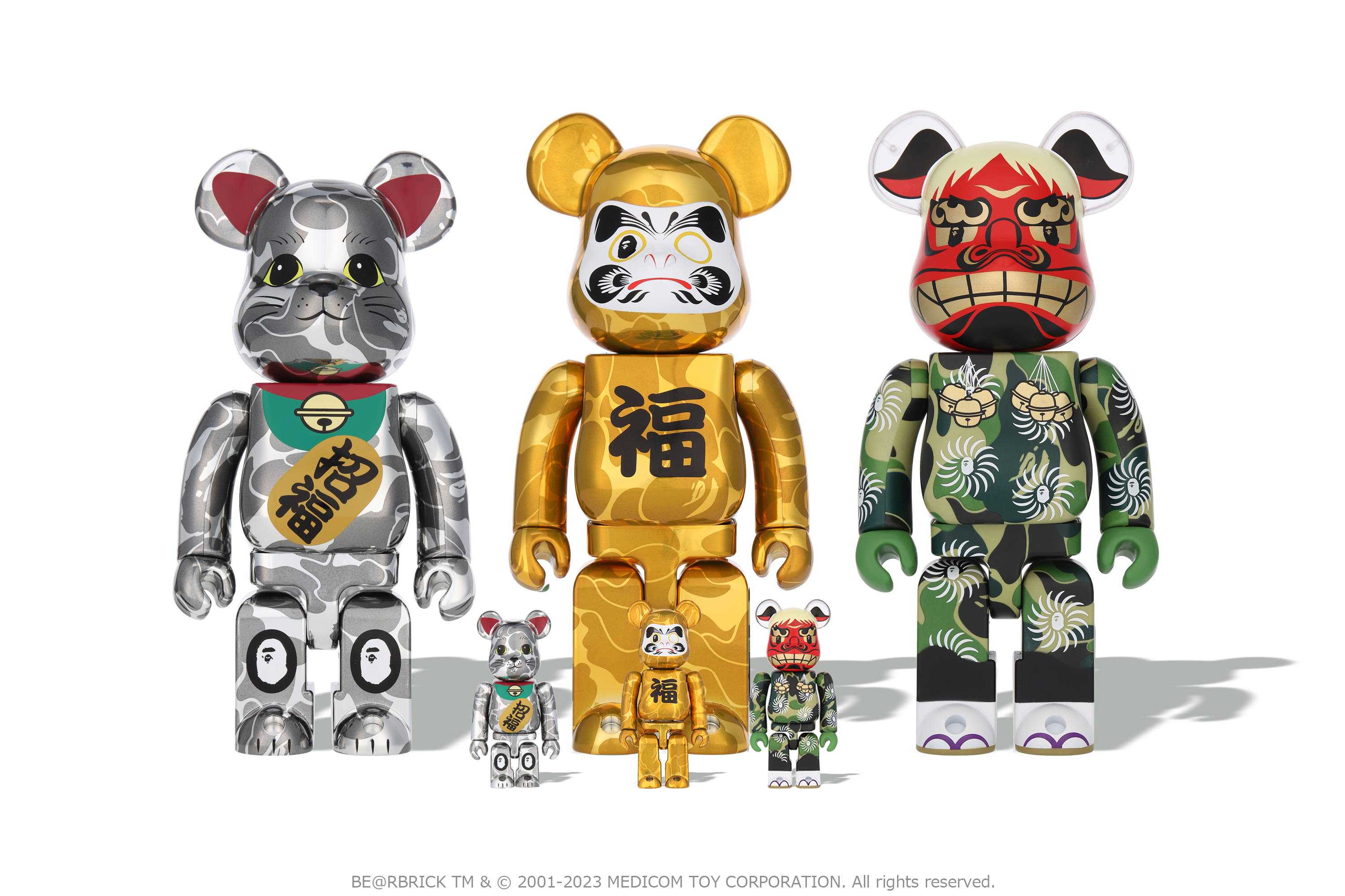 BE@RBRICK BAPE Lucky cat silver-plated / Daruma gold-plated / lion dance