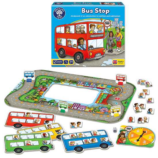 ORCHARD TOYS, Bus Stop บอร์ดเกมส์เด็ก เสริมทักษะการบวกและลบเลข ลิขสิทธิ์แท้อังกฤษ ของเล่น 4-8 ปี