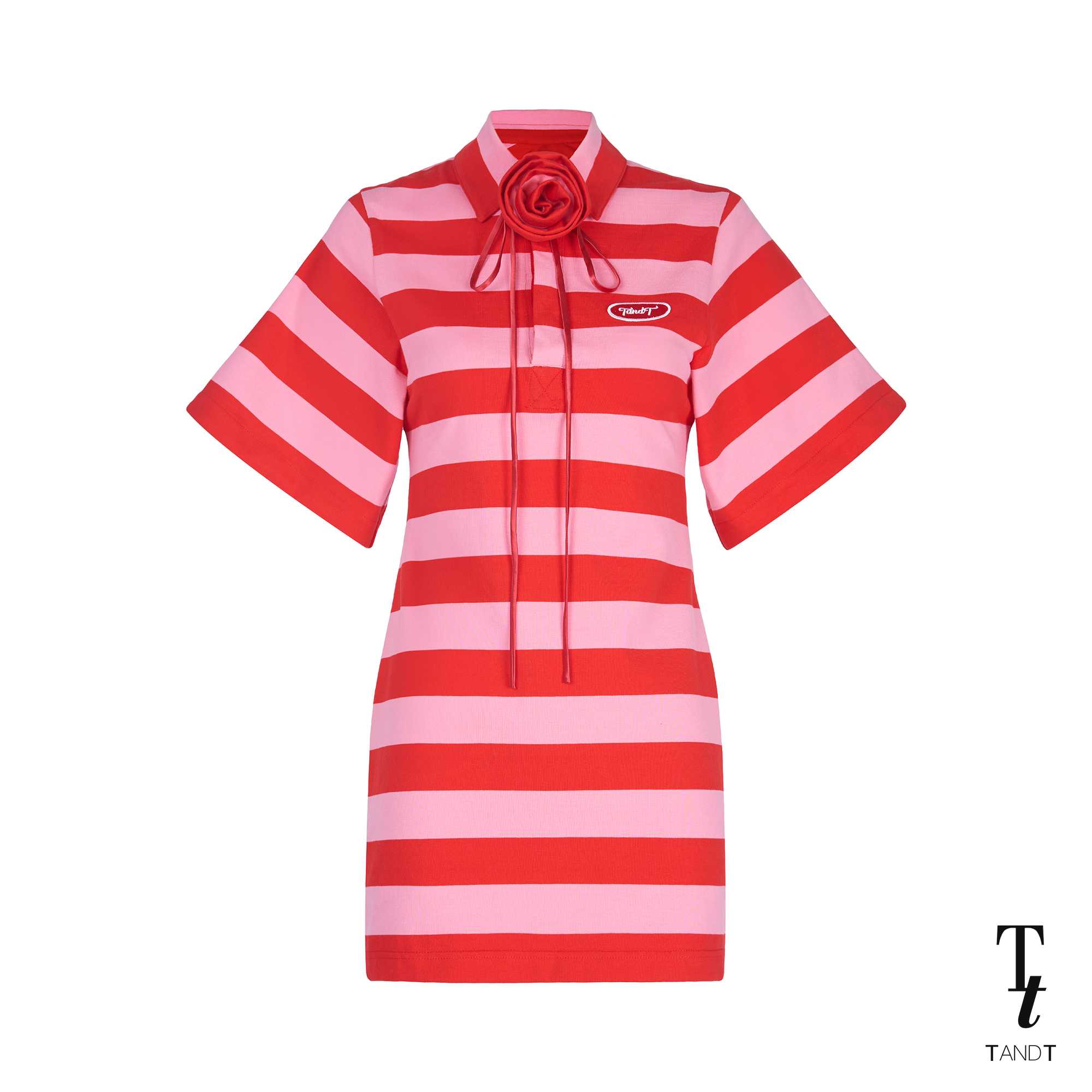 STRAWBERRY SUNSCREEN - POLO STRIPED BODYCON MINI DRESS