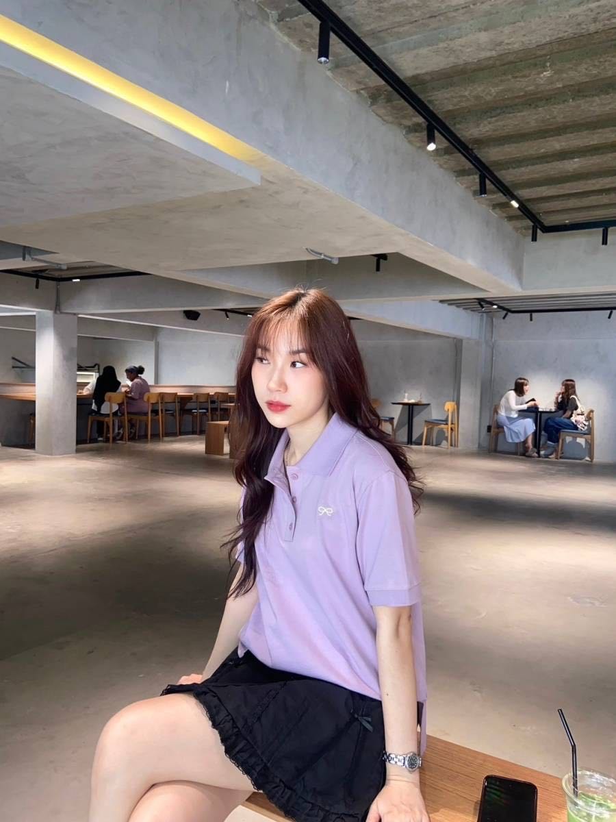 SISTERS เสื้อโปโลปักโบว์ น่ารัก ผ้าใส่สบาย ไม่ร้อน ผ้าCotton100%