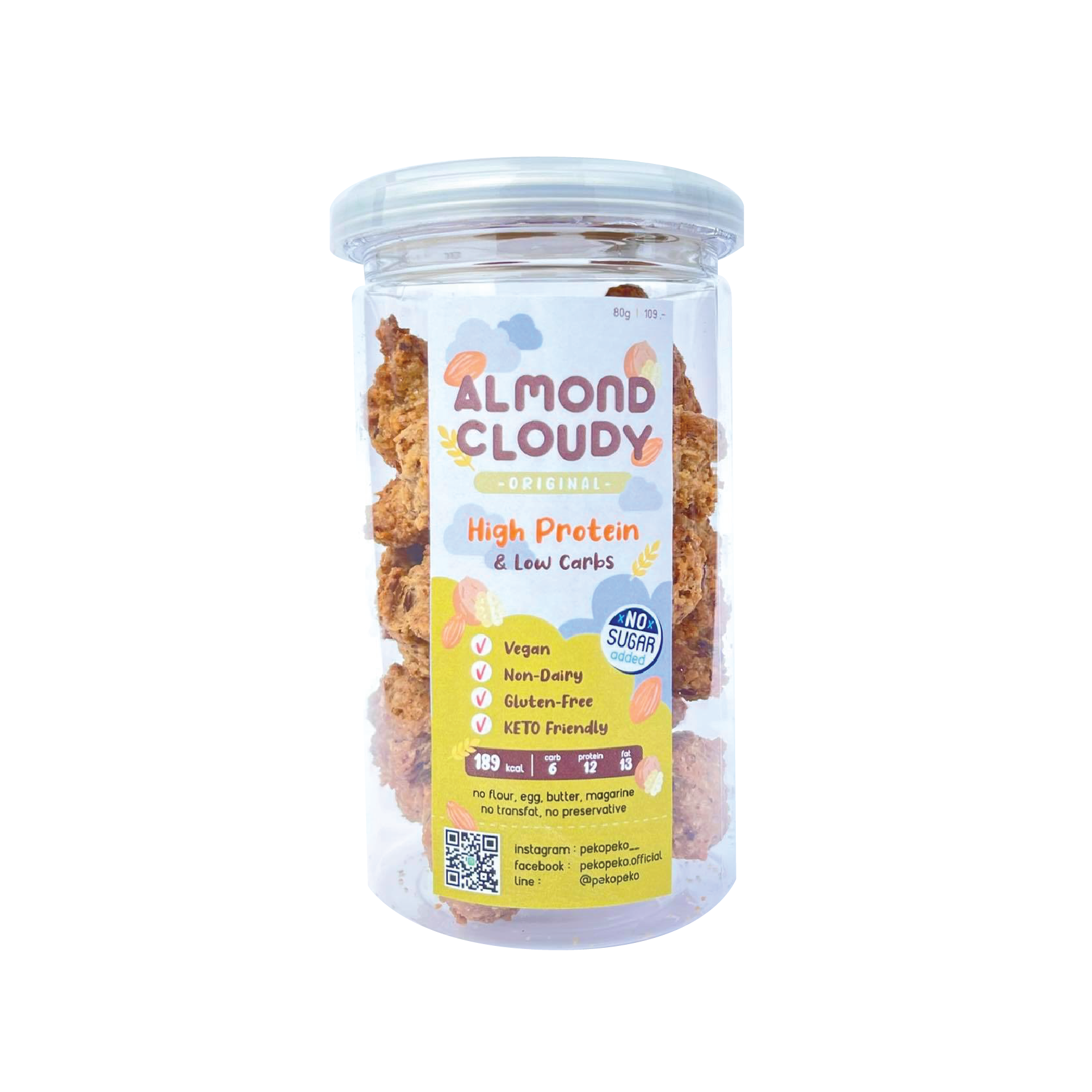 Almond Cloudy Original  (เจ วีแกน คีโต ไร้แป้ง น้ำตาล เนย นม ไข่)