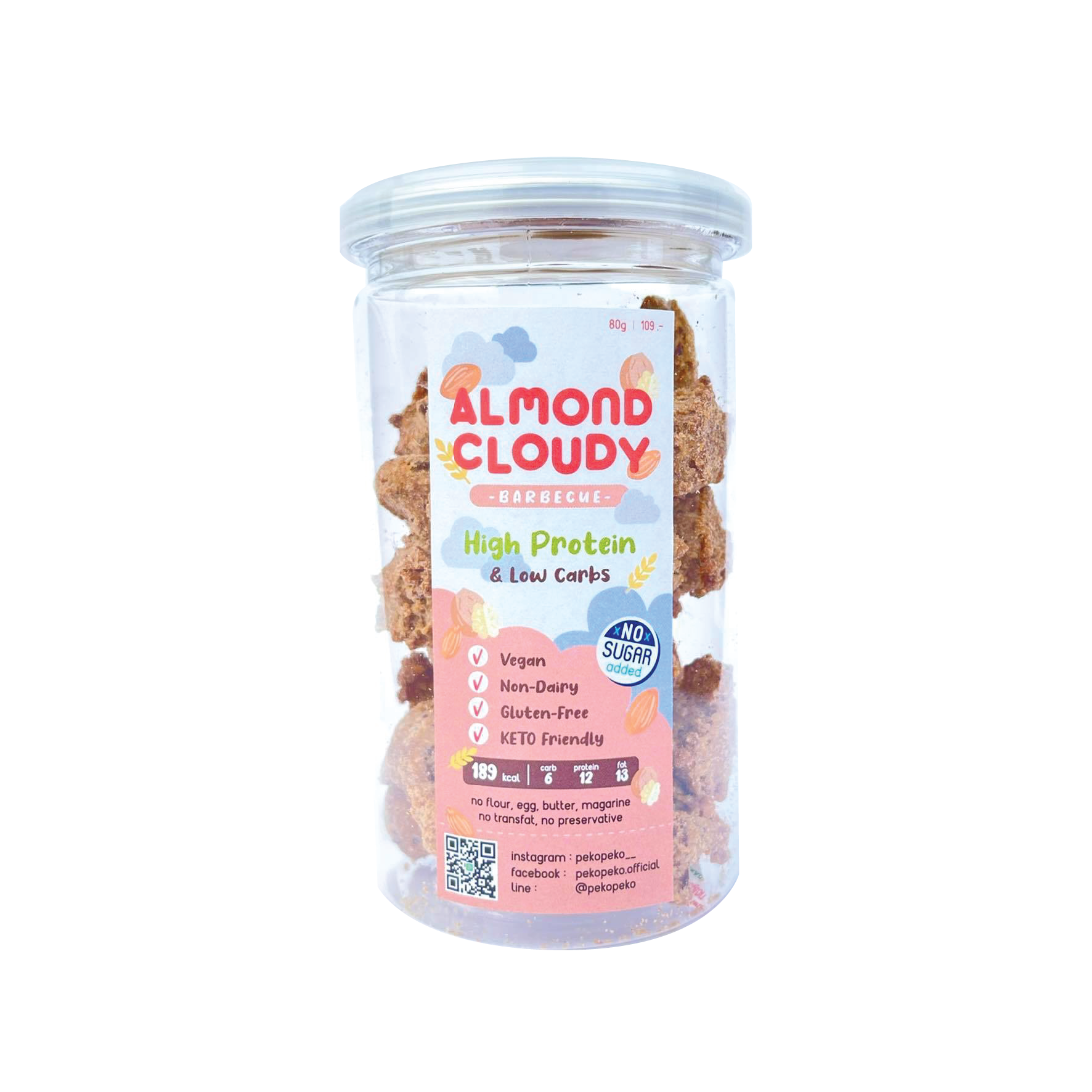 Almond Cloudy Barbecue (เจ วีแกน คีโต ไร้แป้ง น้ำตาล เนย นม ไข่)